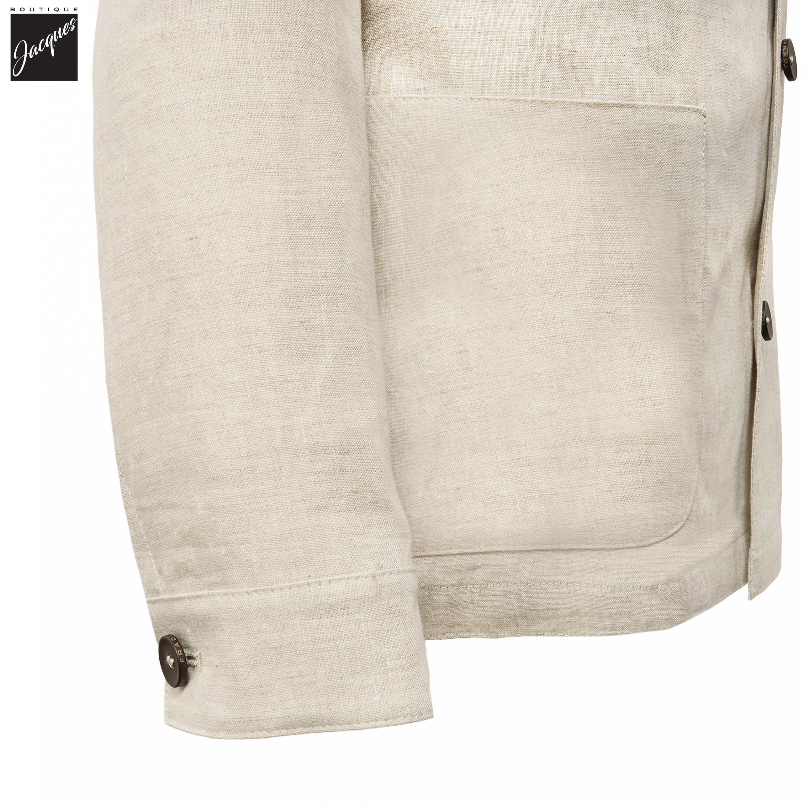 Ecru Linen Stand-Up Collar Sport Jacket - FRADI - Boutique Jacques International