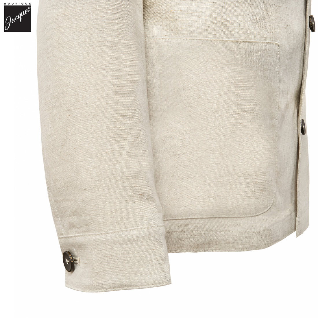 Ecru Linen Stand-Up Collar Sport Jacket - FRADI - Boutique Jacques International