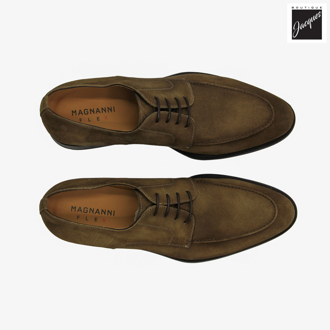 Taupe Suede Garner Apron Toe Derby Shoes - Magnanni