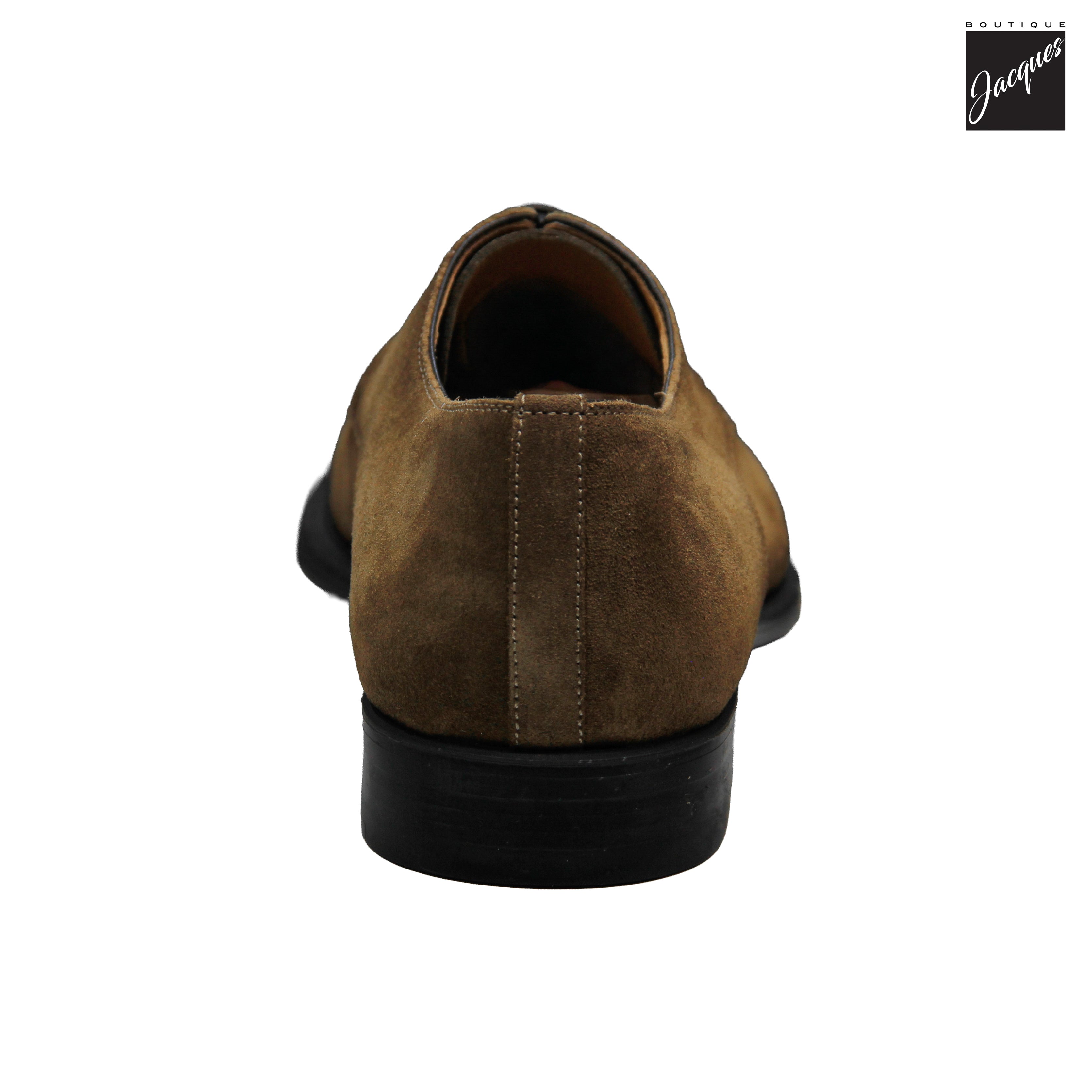 Taupe Suede Garner Apron Toe Derby Shoes - Magnanni