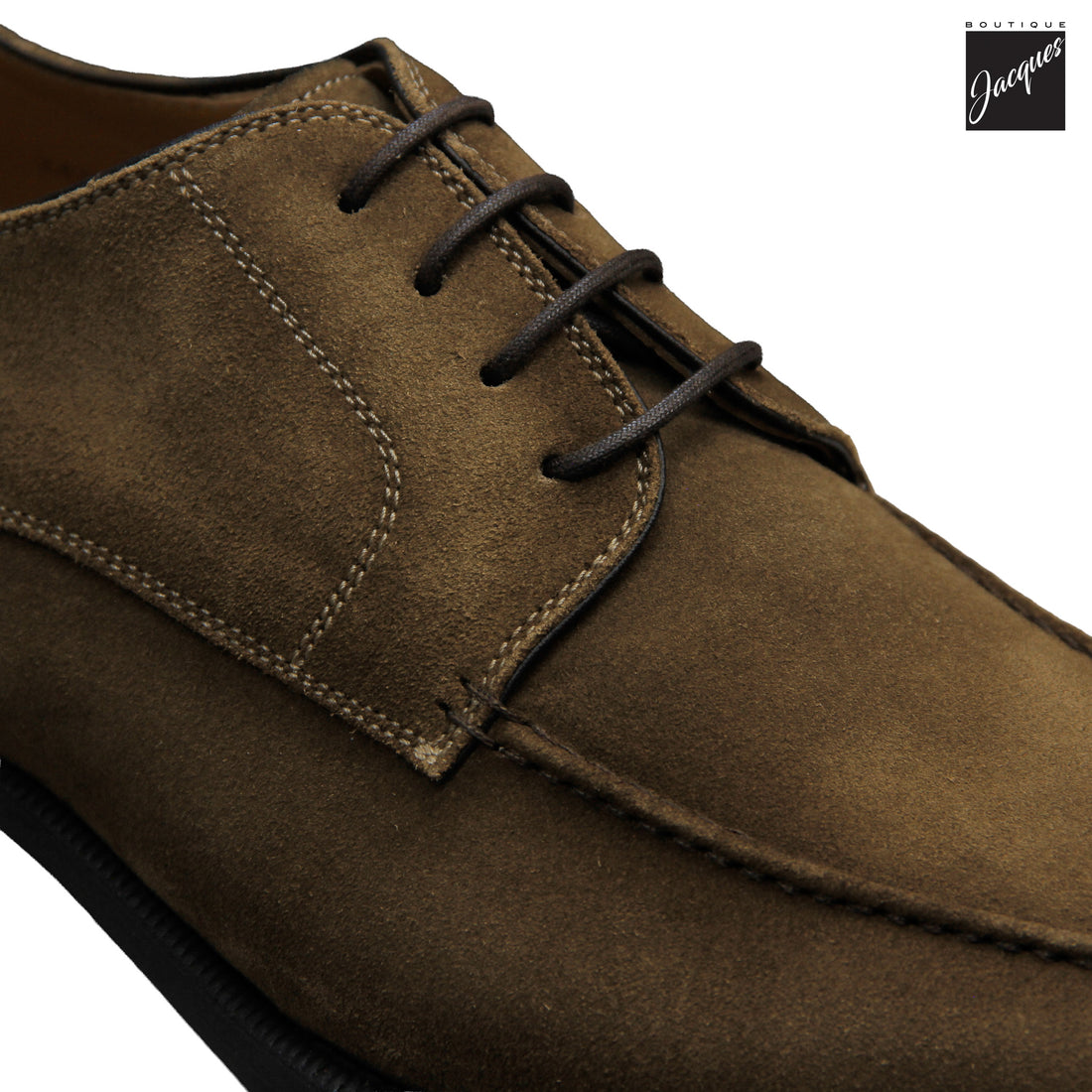 Taupe Suede Garner Apron Toe Derby Shoes - Magnanni