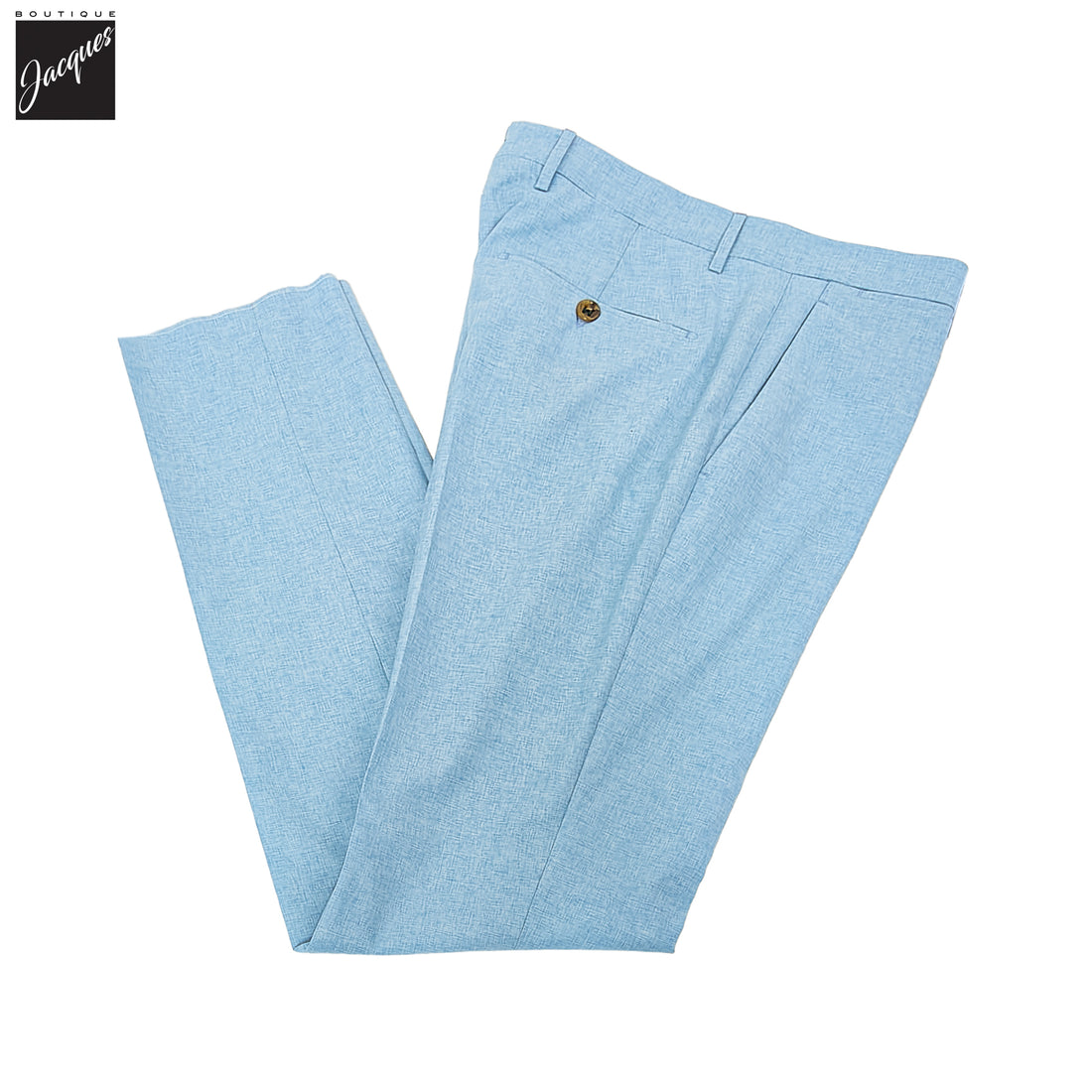 Sky Blue Wool/Cotton/Silk Micro-Effect Vulcano Trouser - Berwich - Boutique Jacques International