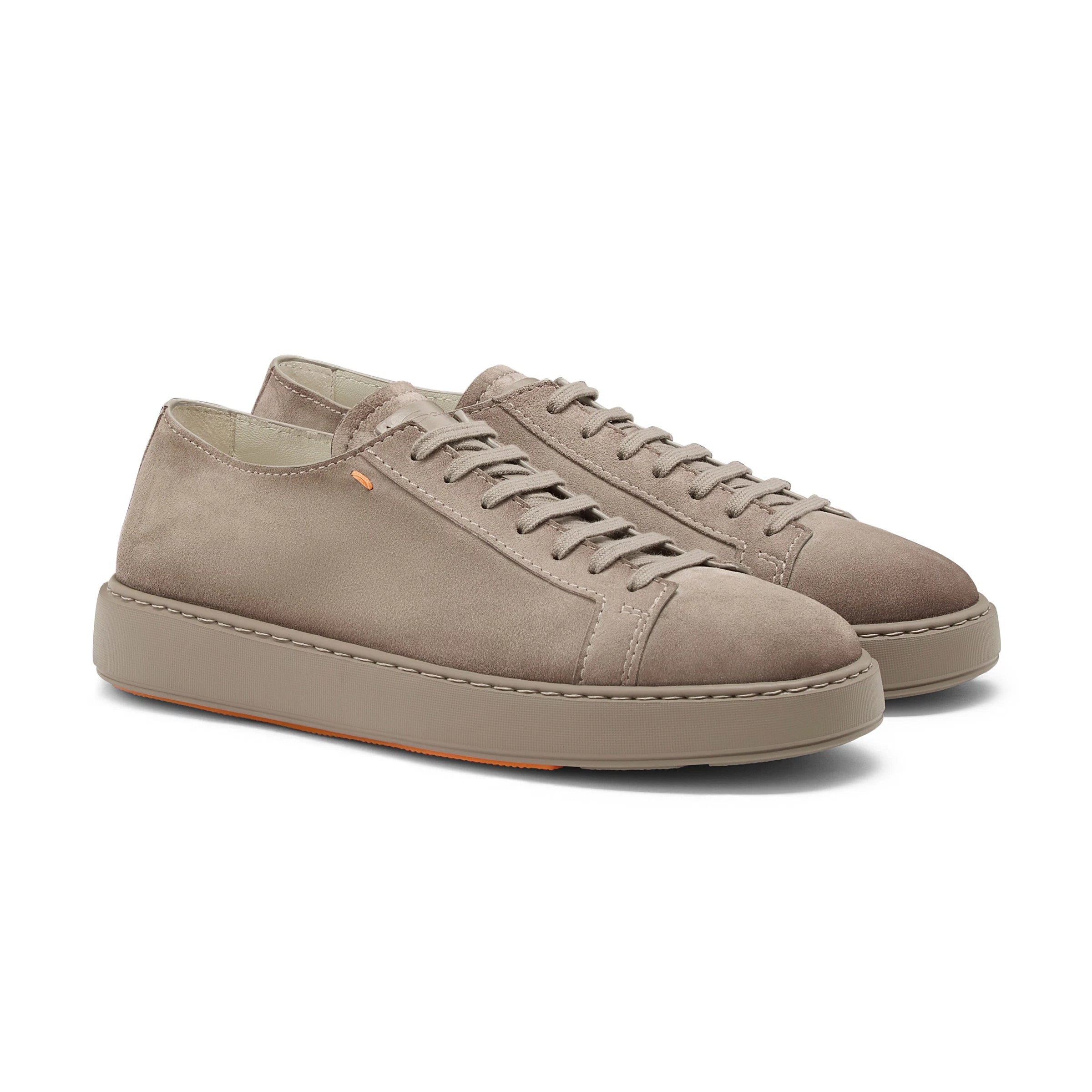 Taupe Suede Godfrey Lace Up Sneakers - Santoni