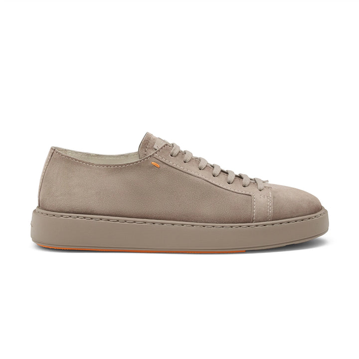 Taupe Suede Godfrey Lace Up Sneakers - Santoni