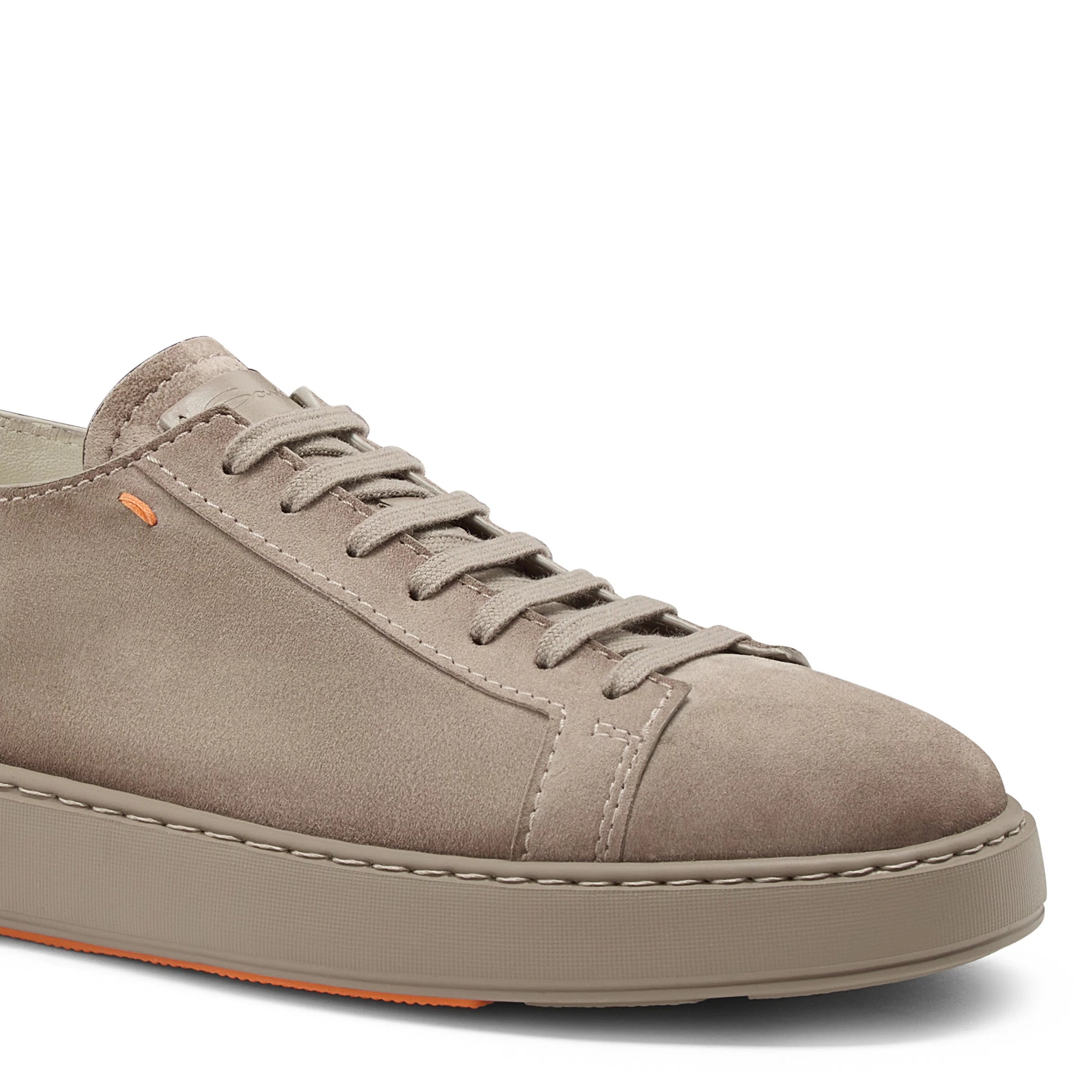 Taupe Suede Godfrey Lace Up Sneakers - Santoni