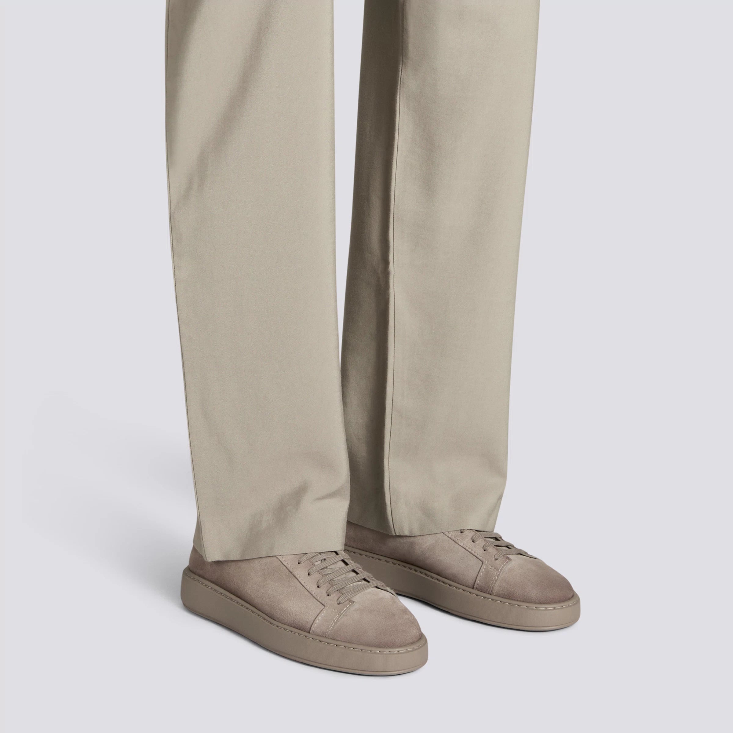 Taupe Suede Godfrey Lace Up Sneakers - Santoni
