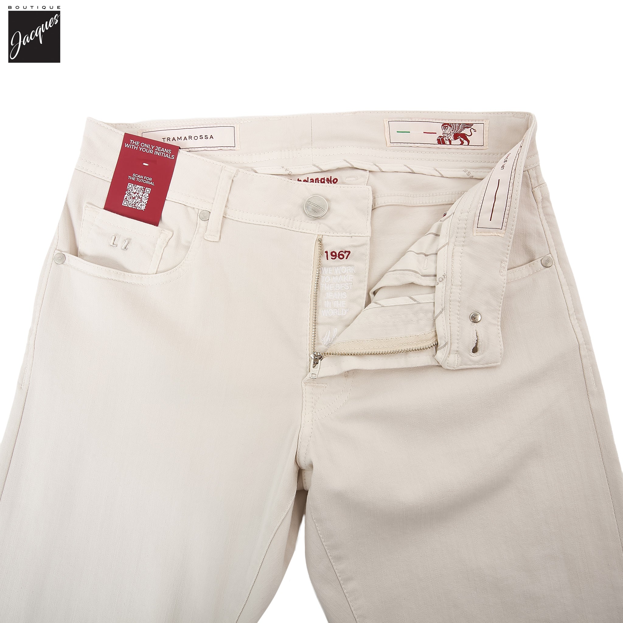 Off-White Soft Dye Michelangelo Super-Stretch Five Pocket Pants - TRAMAROSSA - Boutique Jacques International