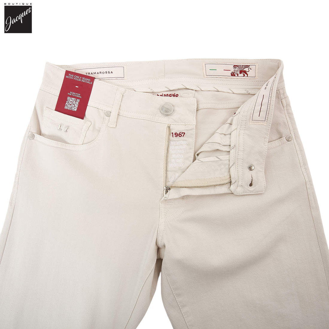 Off-White Soft Dye Michelangelo Super-Stretch Five Pocket Pants - TRAMAROSSA - Boutique Jacques International