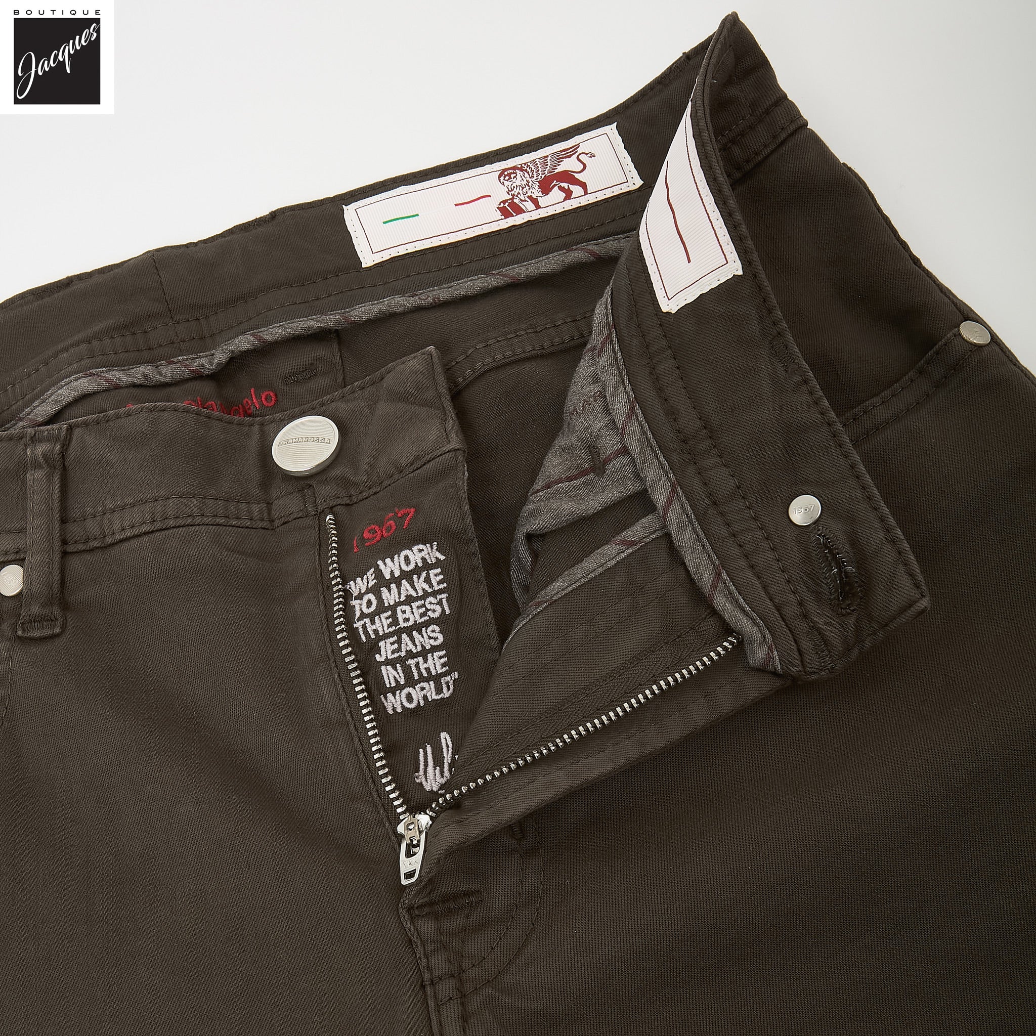 Coffee Brown Soft Dye Michelangelo Fit Super-Stretch Pants - TRAMAROSSA - Boutique Jacques International
