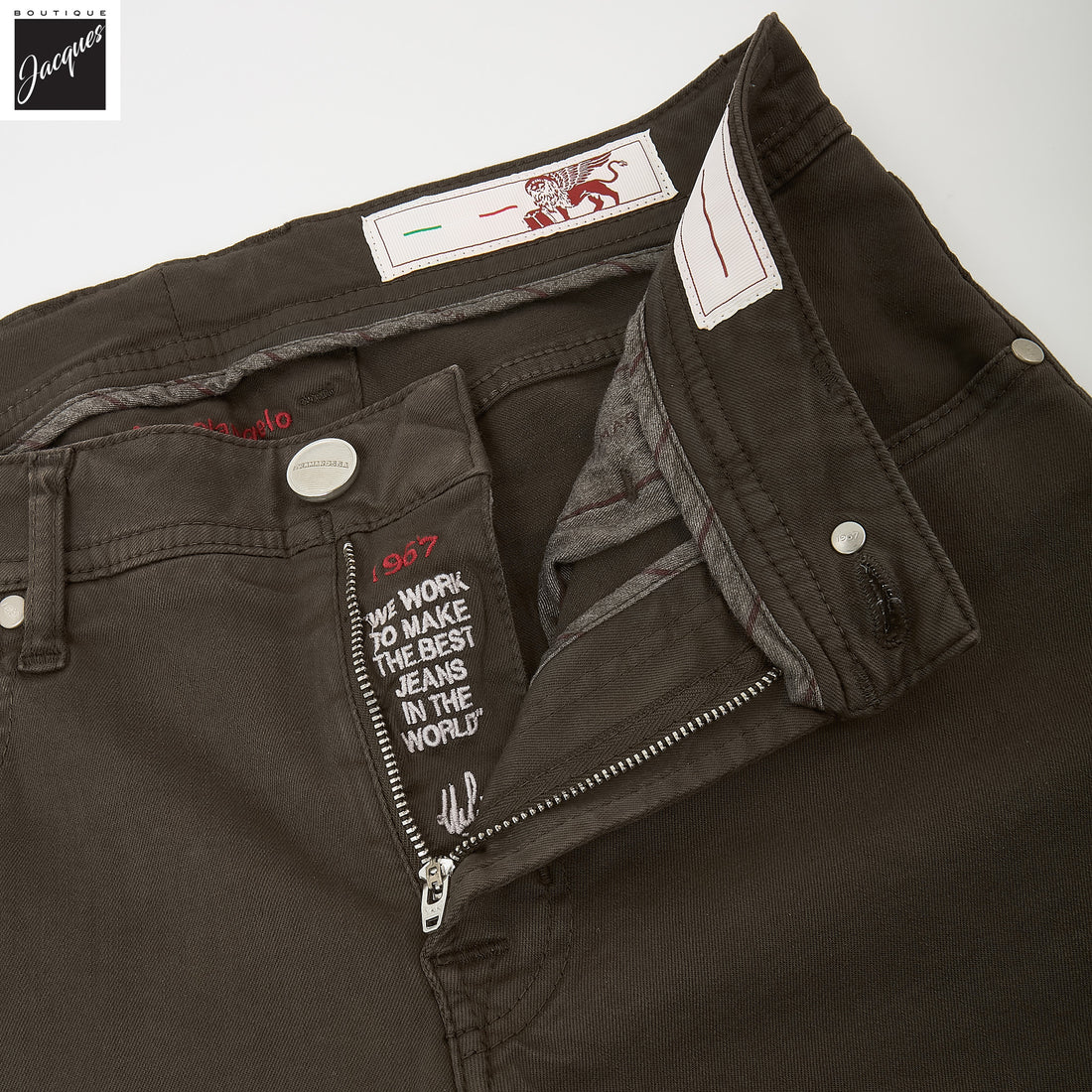 Coffee Brown Soft Dye Michelangelo Fit Super-Stretch Pants - TRAMAROSSA - Boutique Jacques International