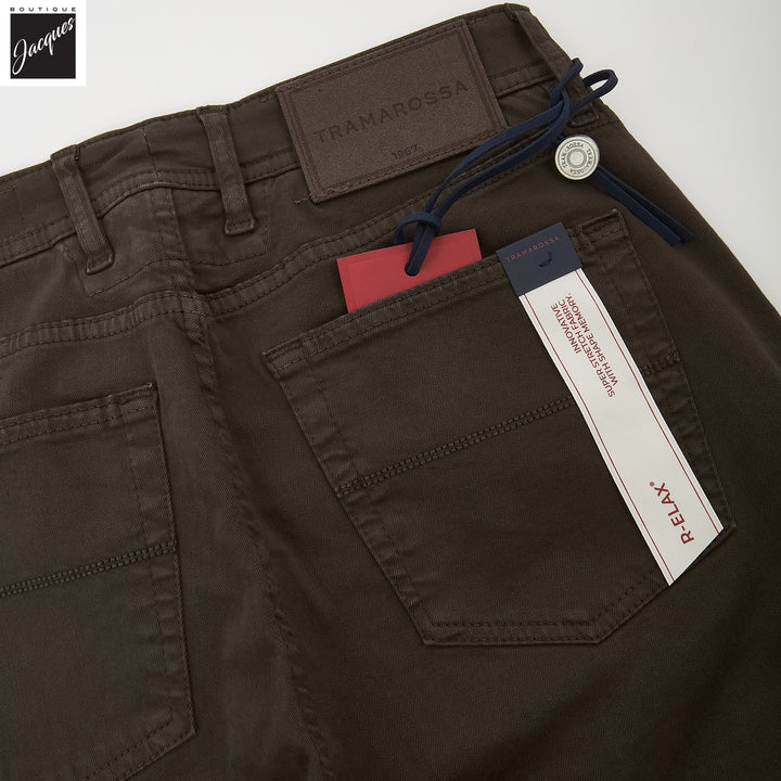 Coffee Brown Soft Dye Michelangelo Fit Super-Stretch Pants - TRAMAROSSA - Boutique Jacques International