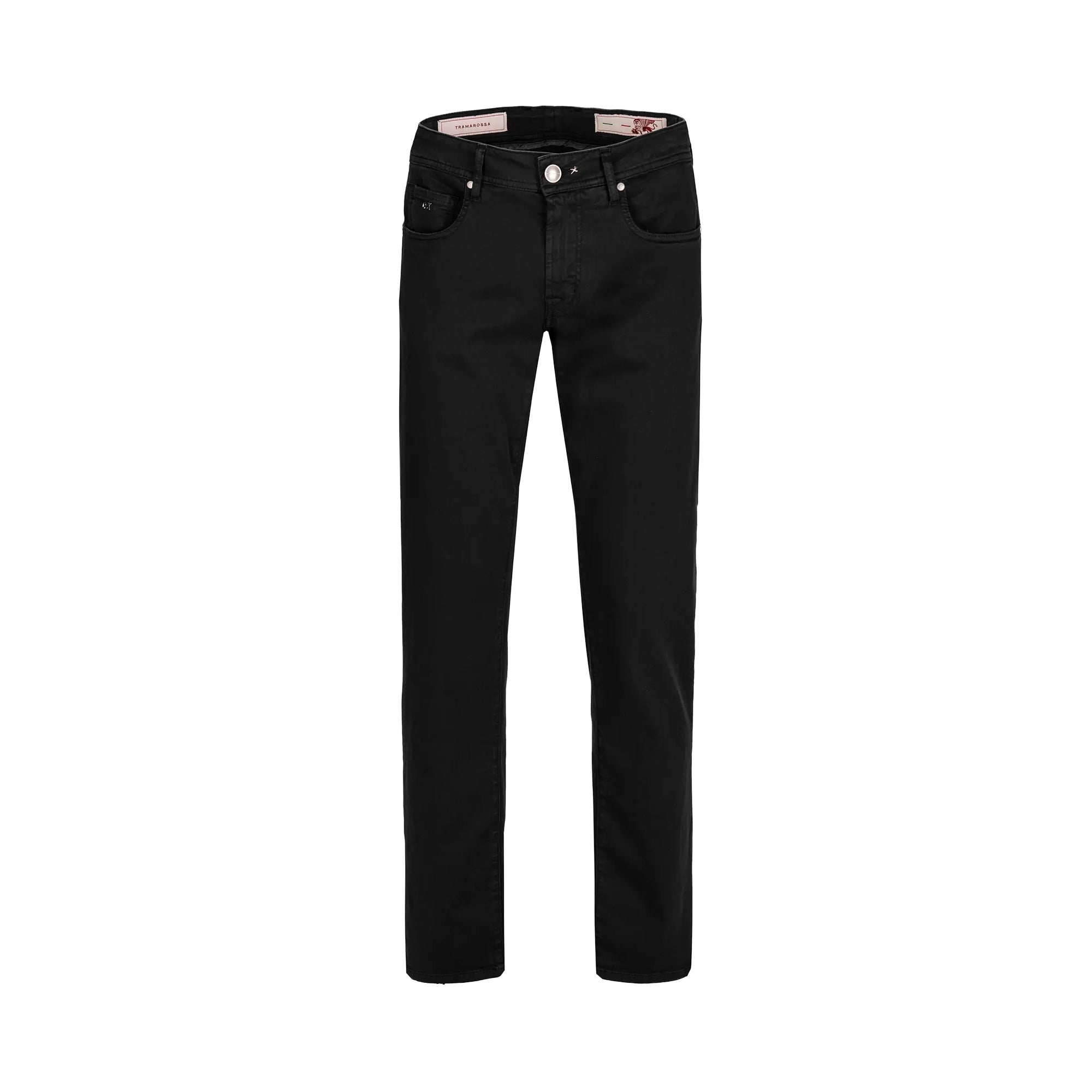 Black Soft Dye Michelangelo Super-Stretch Five Pocket Pants - TRAMAROSSA