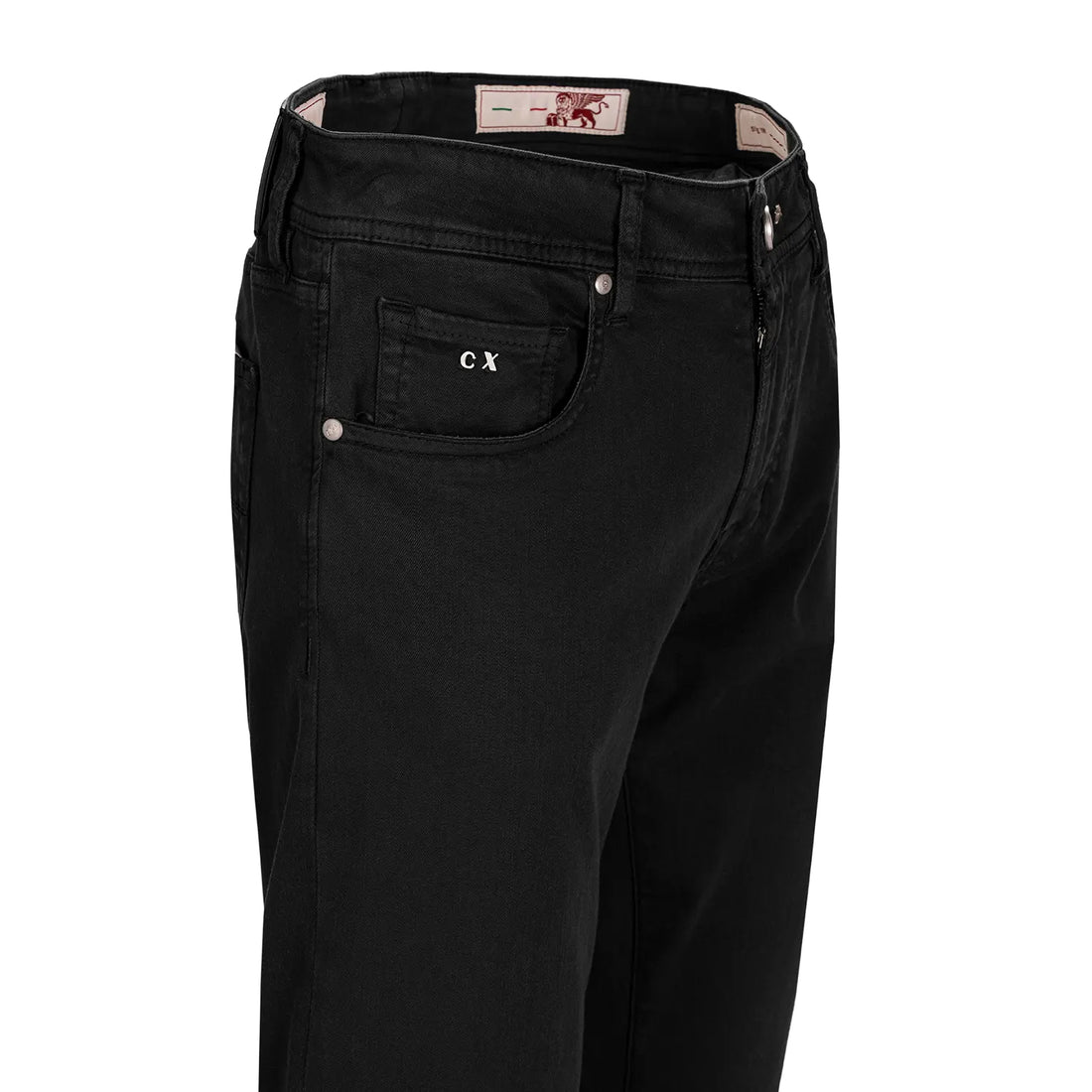 Black Soft Dye Michelangelo Super-Stretch Five Pocket Pants - TRAMAROSSA