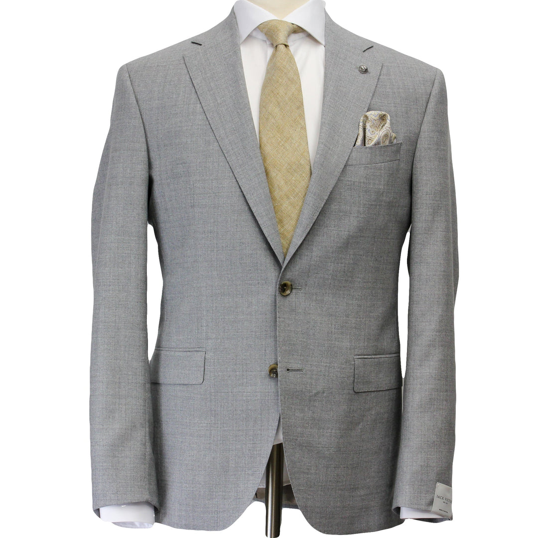 Light Gray Neat Wool Unconstructed Dallas Contemporary Fit Suit - Jack Victor