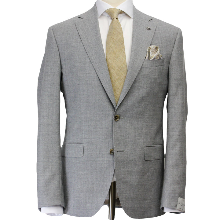 Light Gray Neat Wool Unconstructed Dallas Contemporary Fit Suit - Jack Victor