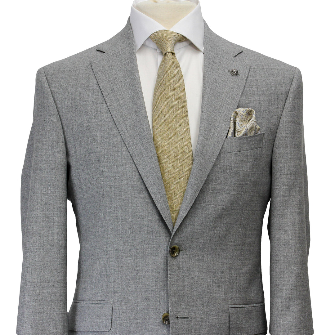Light Gray Neat Wool Unconstructed Dallas Contemporary Fit Suit - Jack Victor