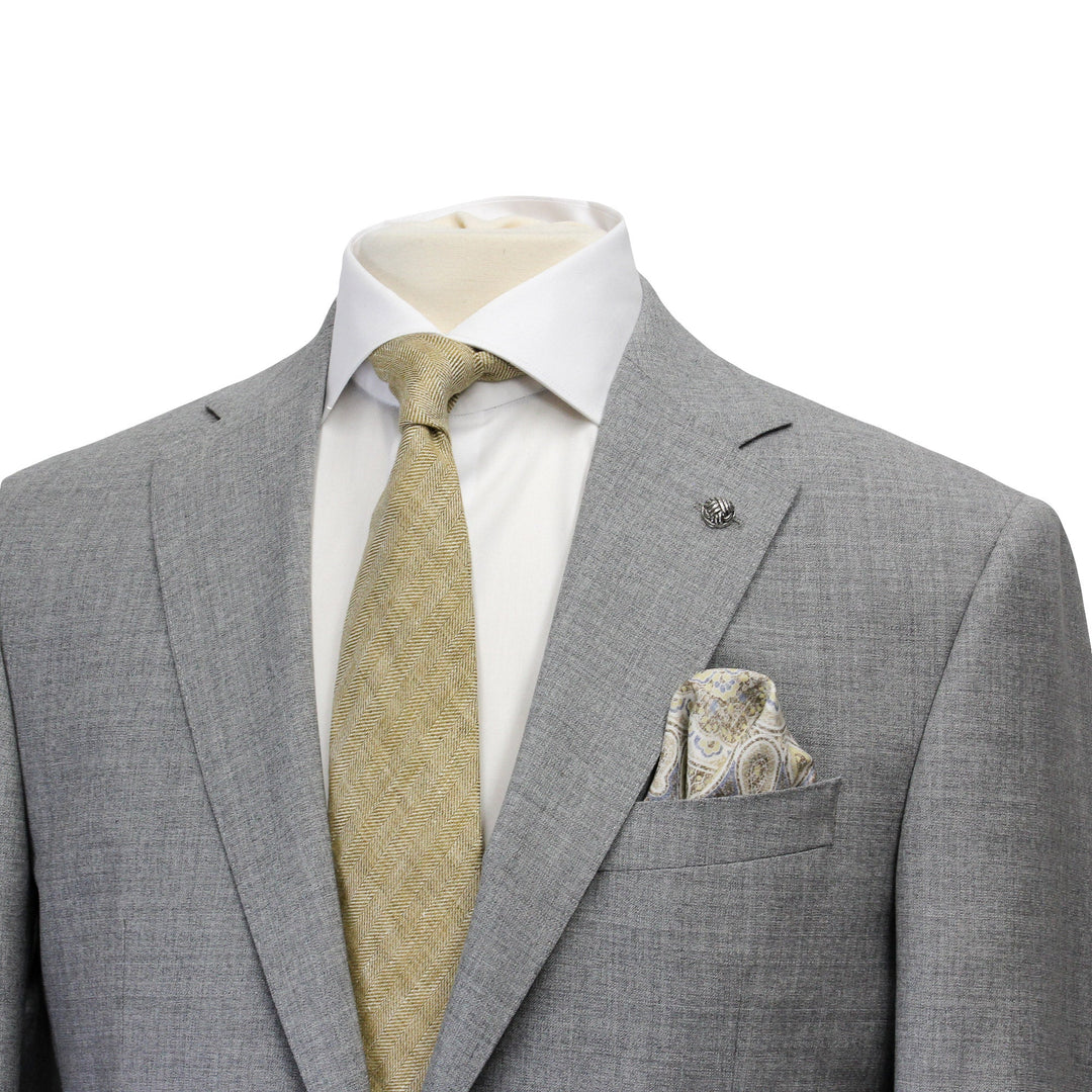 Light Gray Neat Wool Unconstructed Dallas Contemporary Fit Suit - Jack Victor