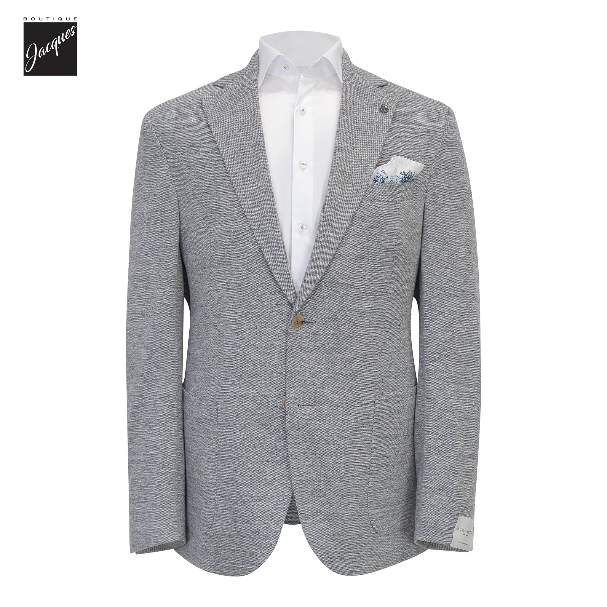 Gray Mélange Linen/Wool/Silk Hartford Contemporary Fit Sport Jacket - Jack Victor