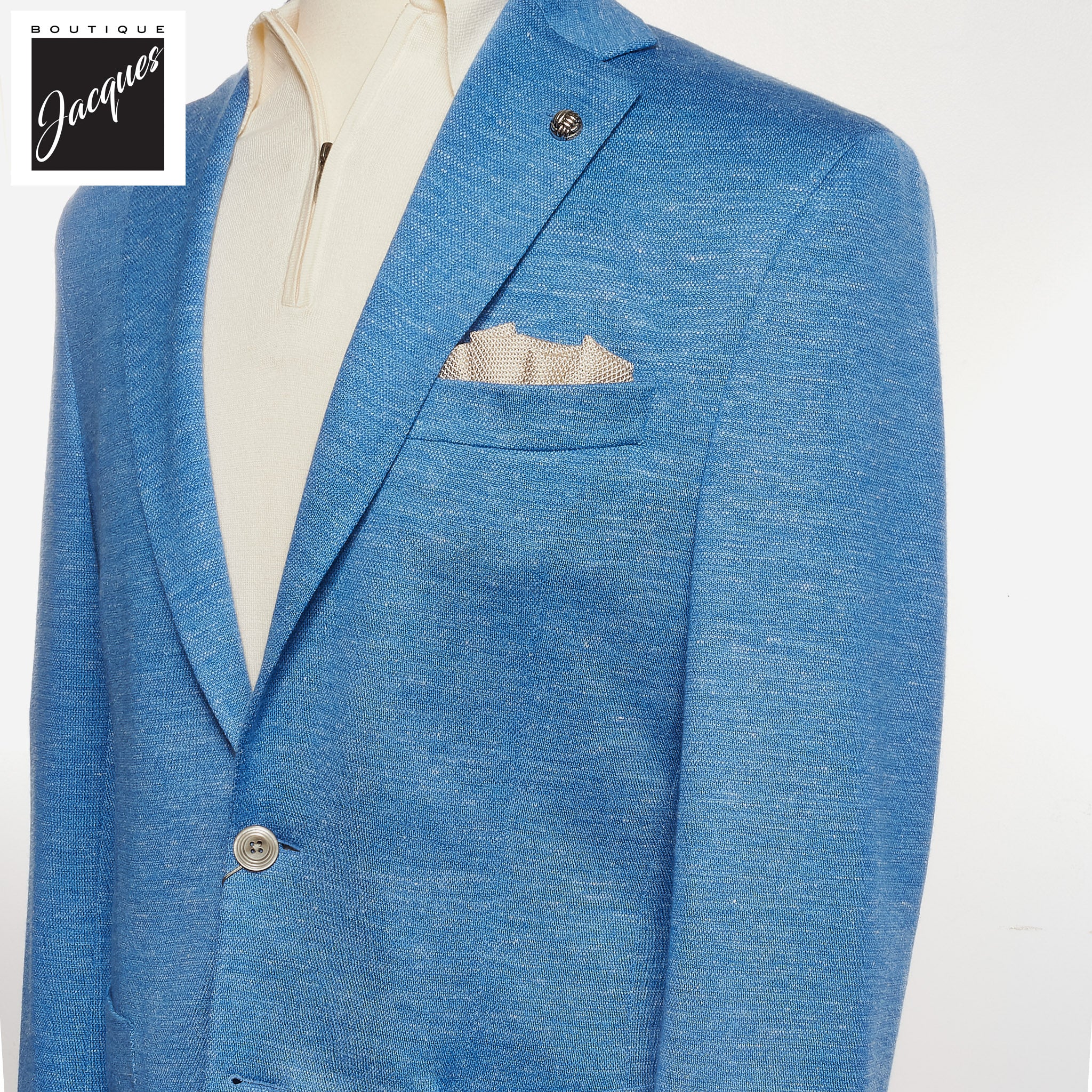 Light Blue Hartford Contemporary Fit Loro Piana Jersely Knit Sport Jacket - Jack Victor - Boutique Jacques International
