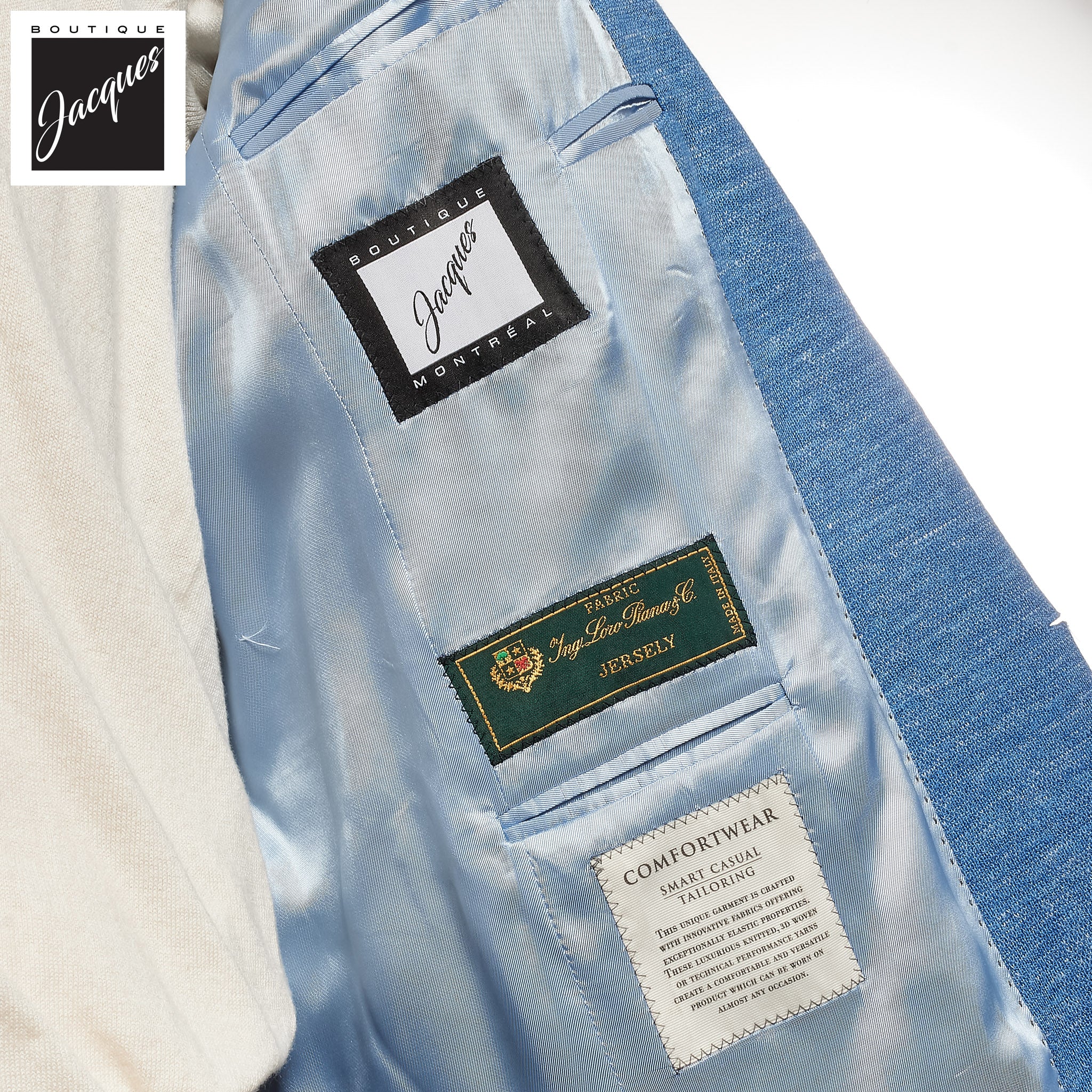 Light Blue Hartford Contemporary Fit Loro Piana Jersely Knit Sport Jacket - Jack Victor - Boutique Jacques International