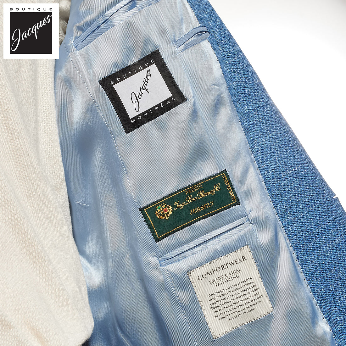 Light Blue Hartford Contemporary Fit Loro Piana Jersely Knit Sport Jacket - Jack Victor - Boutique Jacques International