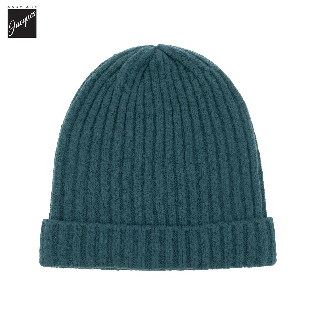 Dark Teal Green Ribbed Cotton-Stretch Chunky Beanie - Phil Petter - Boutique Jacques International