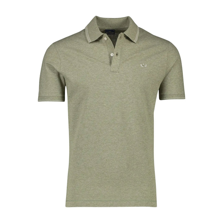 Sage Green Melange Cotton Polo Shirt - PAUL & SHARK