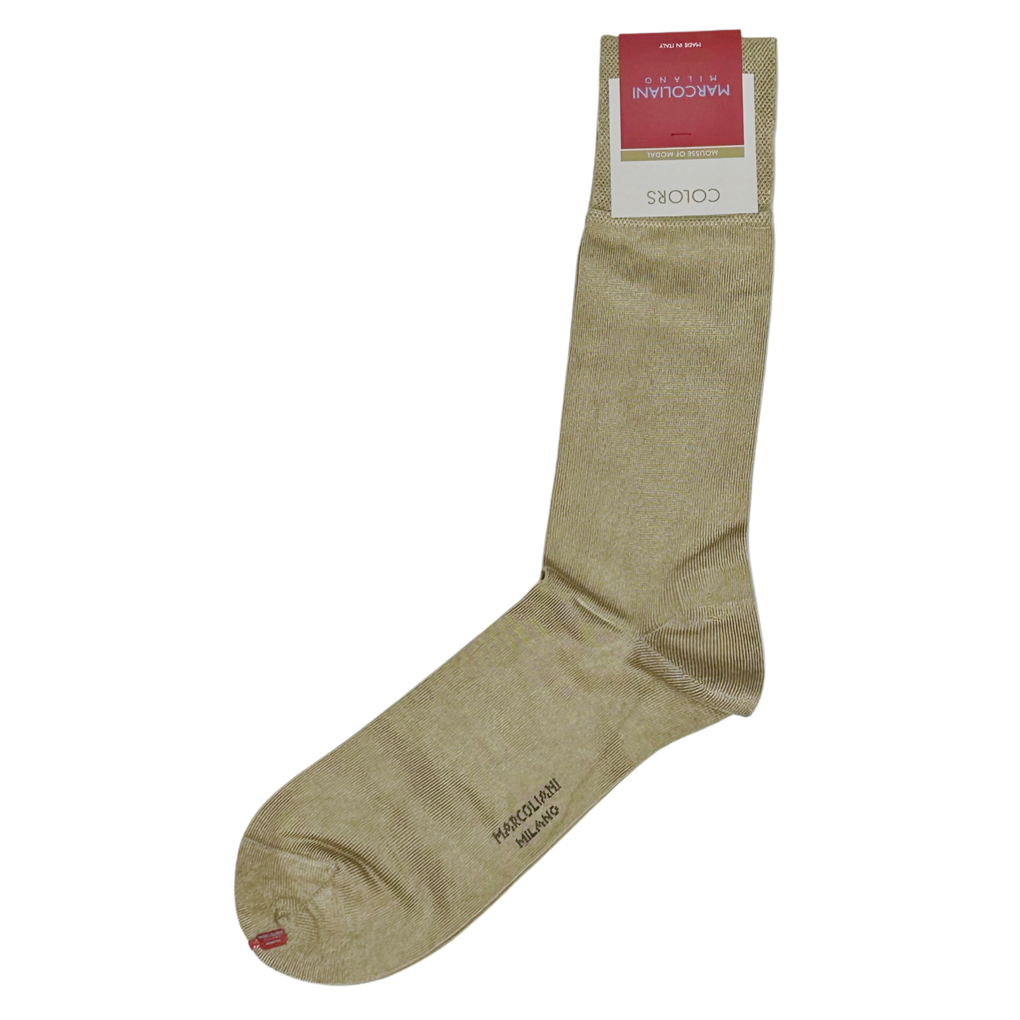Golden Khaki Mousse of Modal Mid-Calf Socks - Marcoliani
