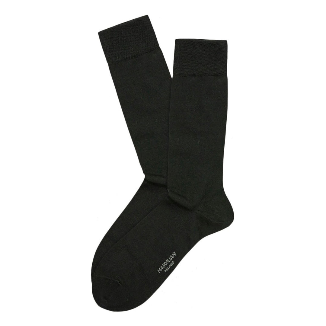 Charcoal Solid Pima Cotton Mid-Calf Sock - Marcoliani - Boutique Jacques International