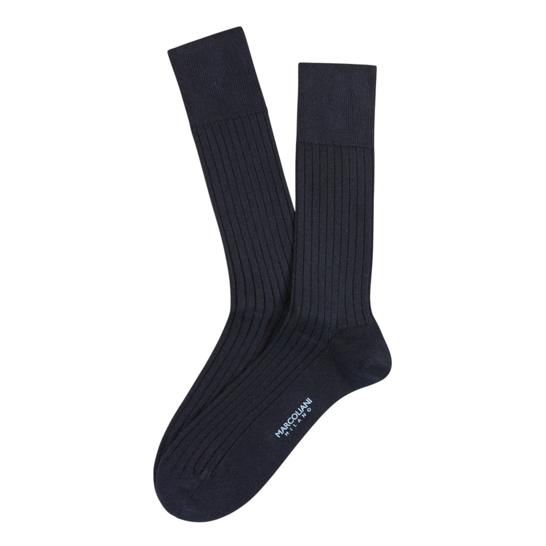 Navy Mousse of Modal Classic Ribbed Mid-Calf Socks - Marcoliani