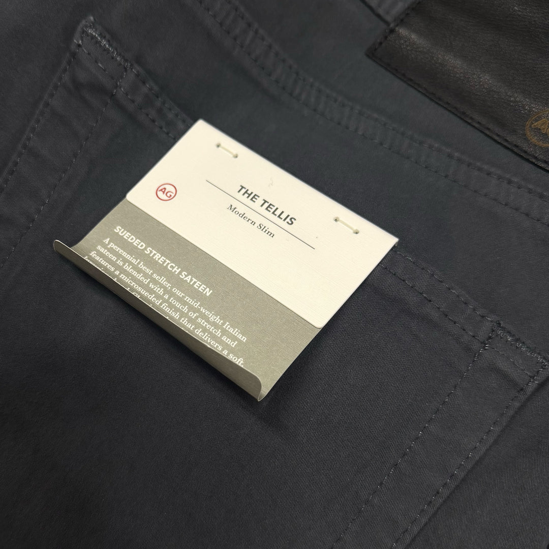 Cavern Dark Gray Modern Slim Tellis Sueded Pants - AG