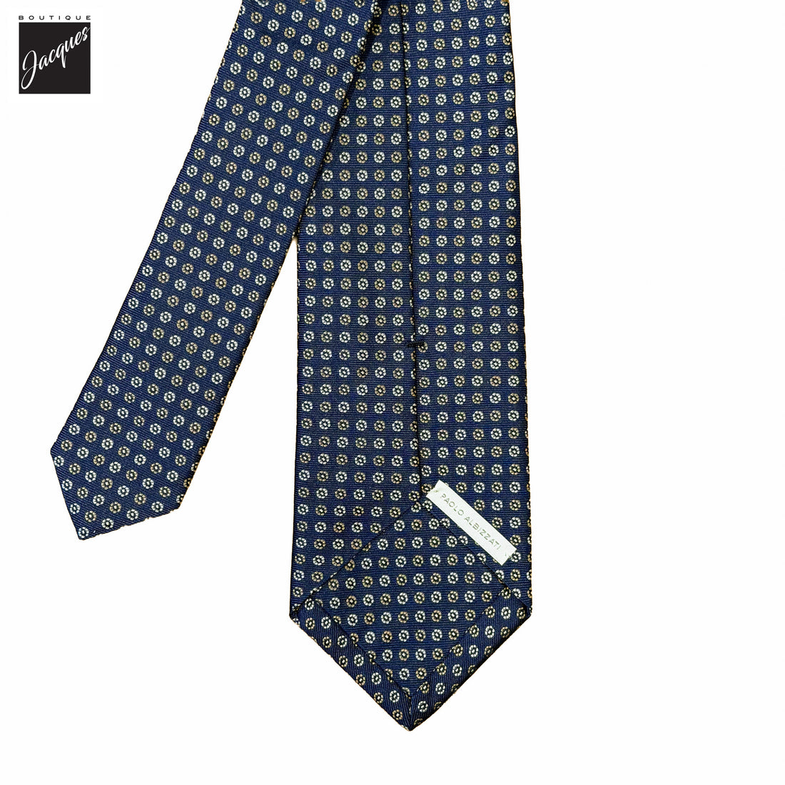 Dark Blue Micro Dot Woven Silk Tie - Paolo Albizzati - Boutique Jacques International