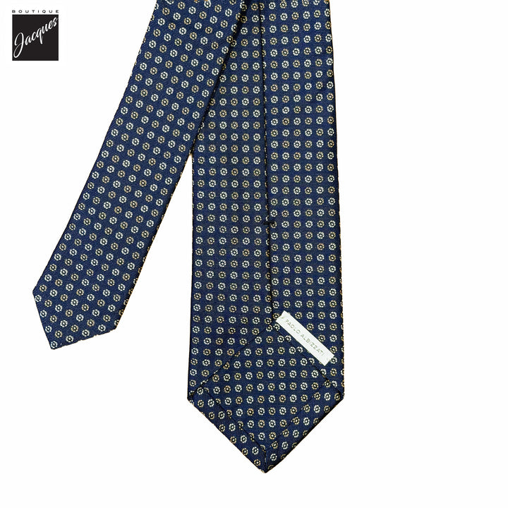 Dark Blue Micro Dot Woven Silk Tie - Paolo Albizzati - Boutique Jacques International