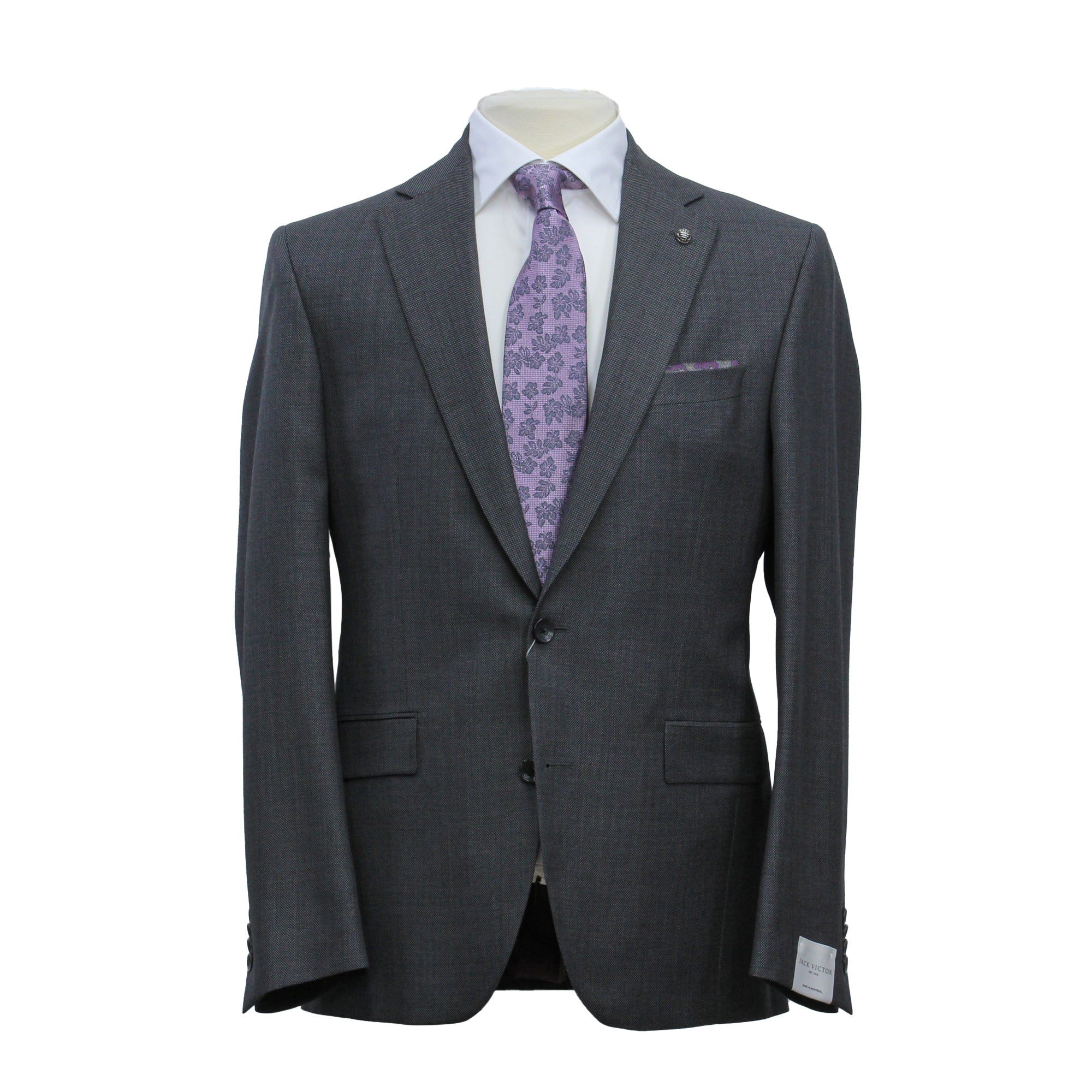 Mid Gray Semi-Solid Nailhead Esprit Modern Fit Wool Suit - Jack Victor