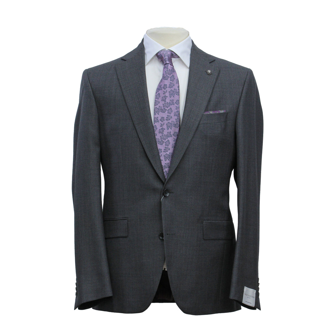 Mid Gray Semi-Solid Nailhead Esprit Modern Fit Wool Suit - Jack Victor