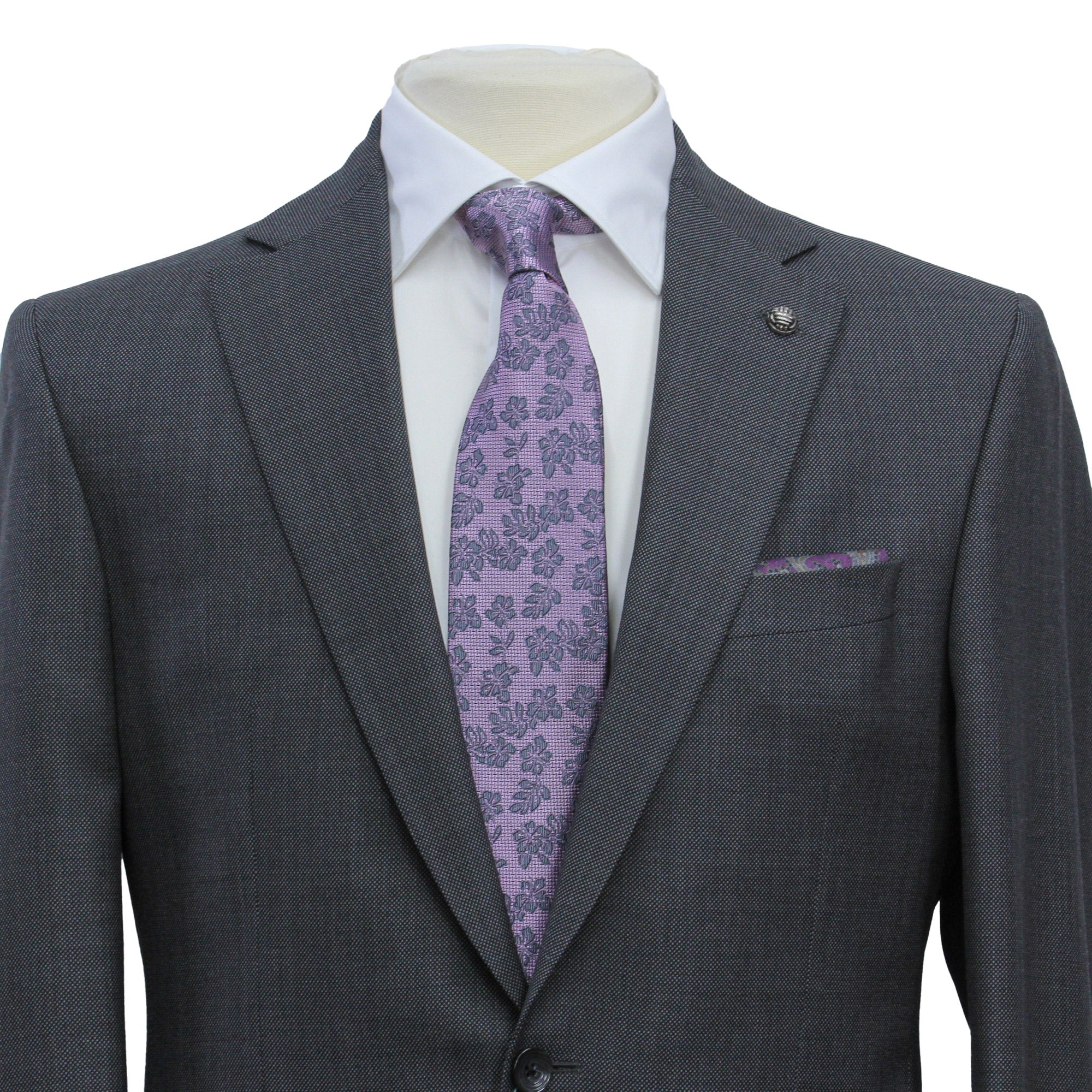 Mid Gray Semi-Solid Nailhead Esprit Modern Fit Wool Suit - Jack Victor