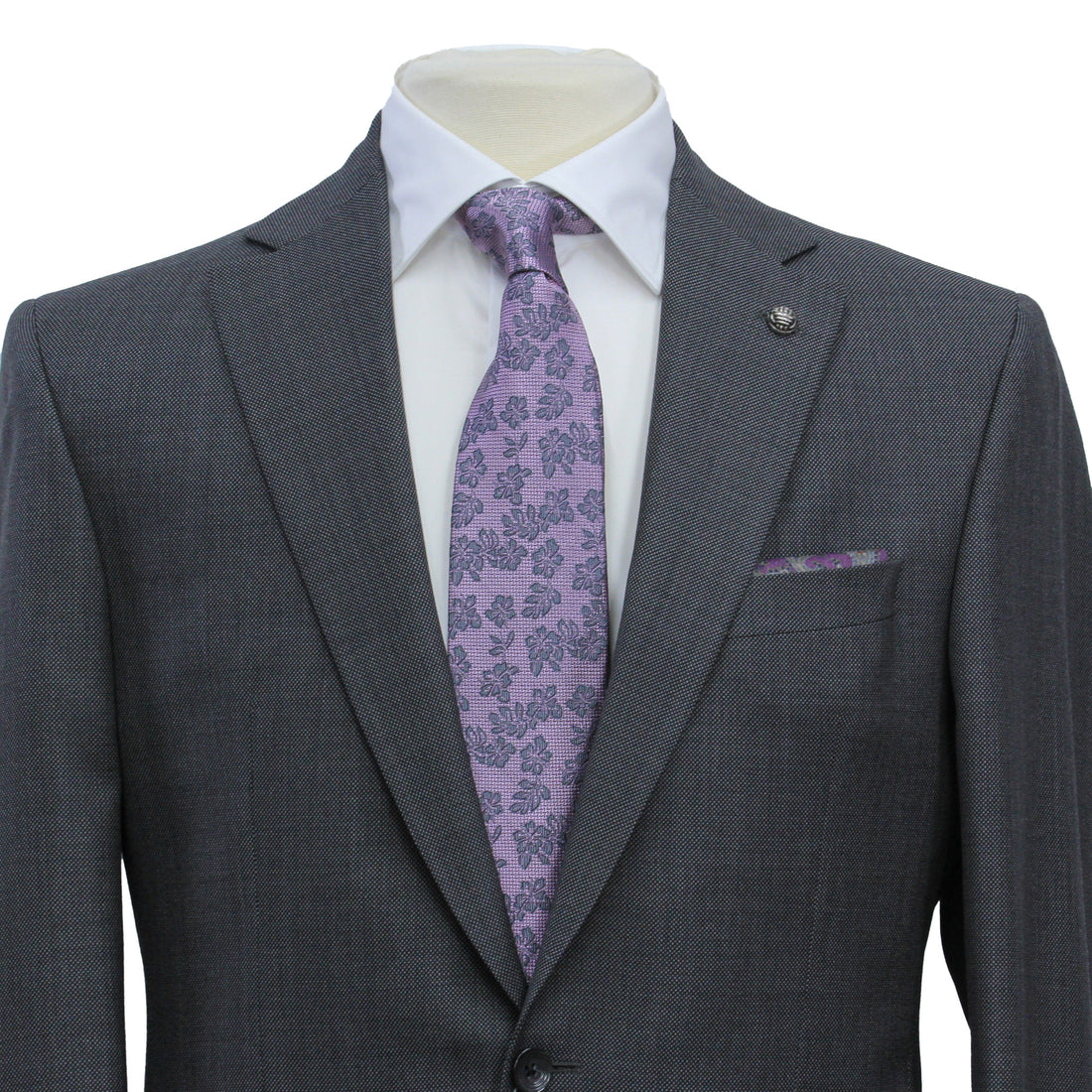 Mid Gray Semi-Solid Nailhead Esprit Modern Fit Wool Suit - Jack Victor