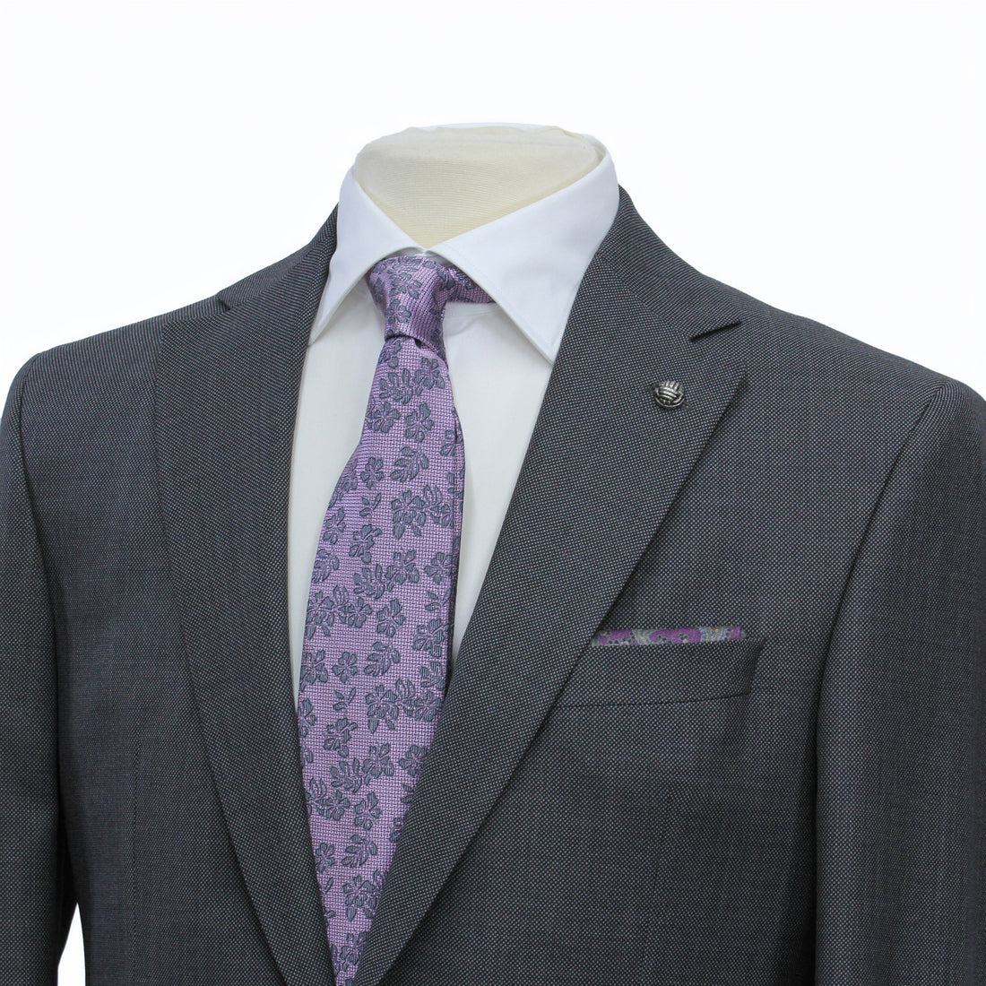 Mid Gray Semi-Solid Nailhead Esprit Modern Fit Wool Suit - Jack Victor