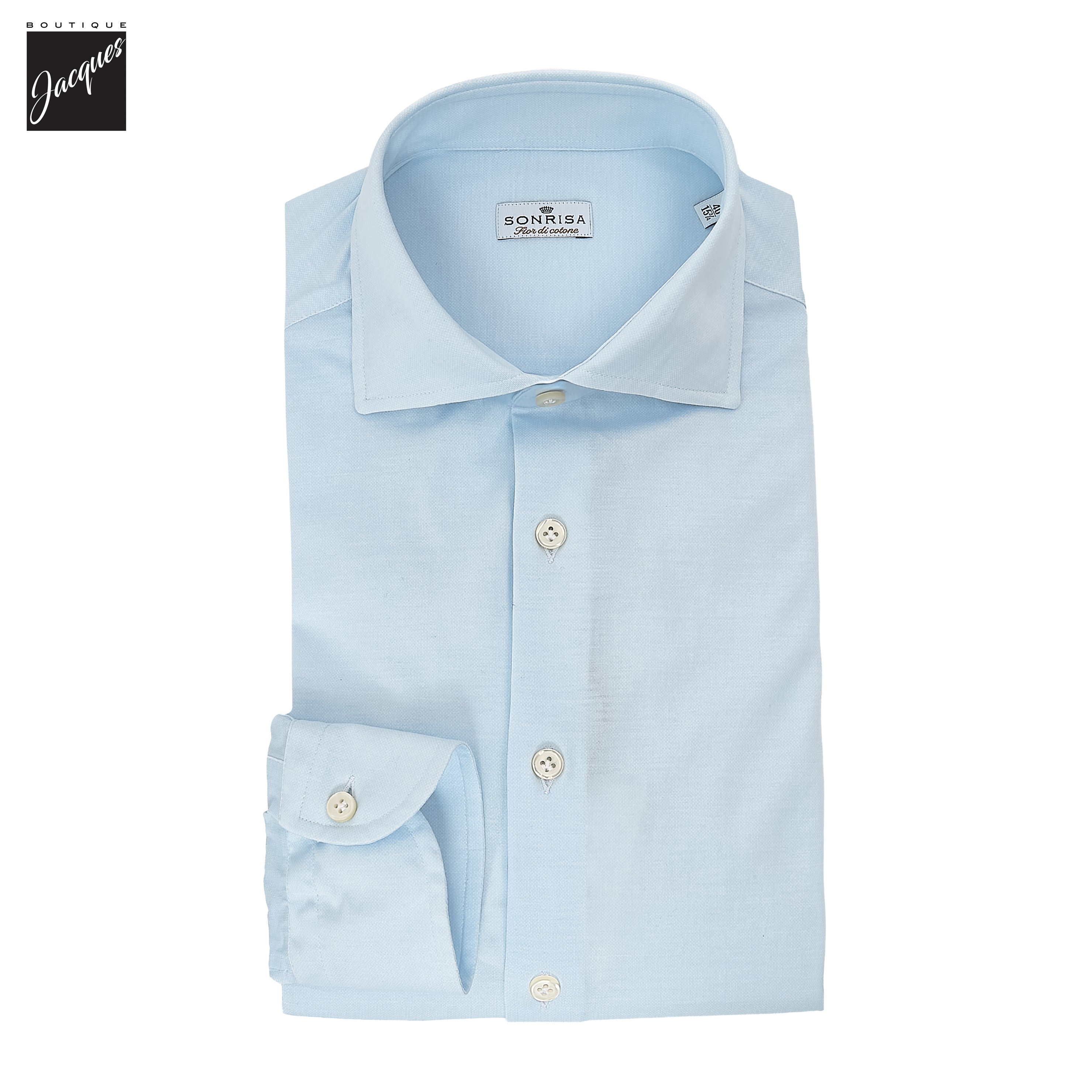 Soft Blue Knit Cotton Modern Fit Casual Shirt - SONRISA - Boutique Jacques International