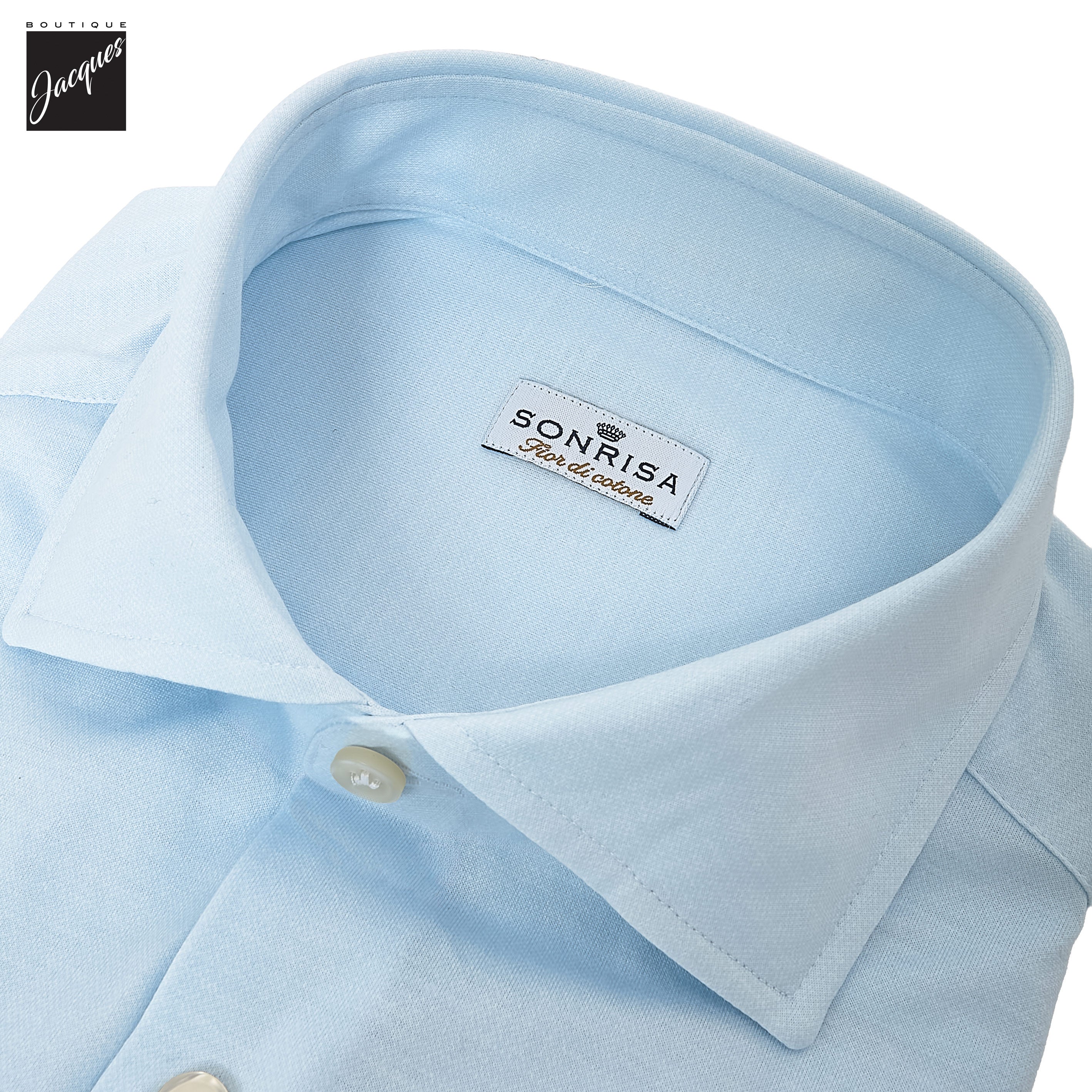 Soft Blue Knit Cotton Modern Fit Casual Shirt - SONRISA - Boutique Jacques International
