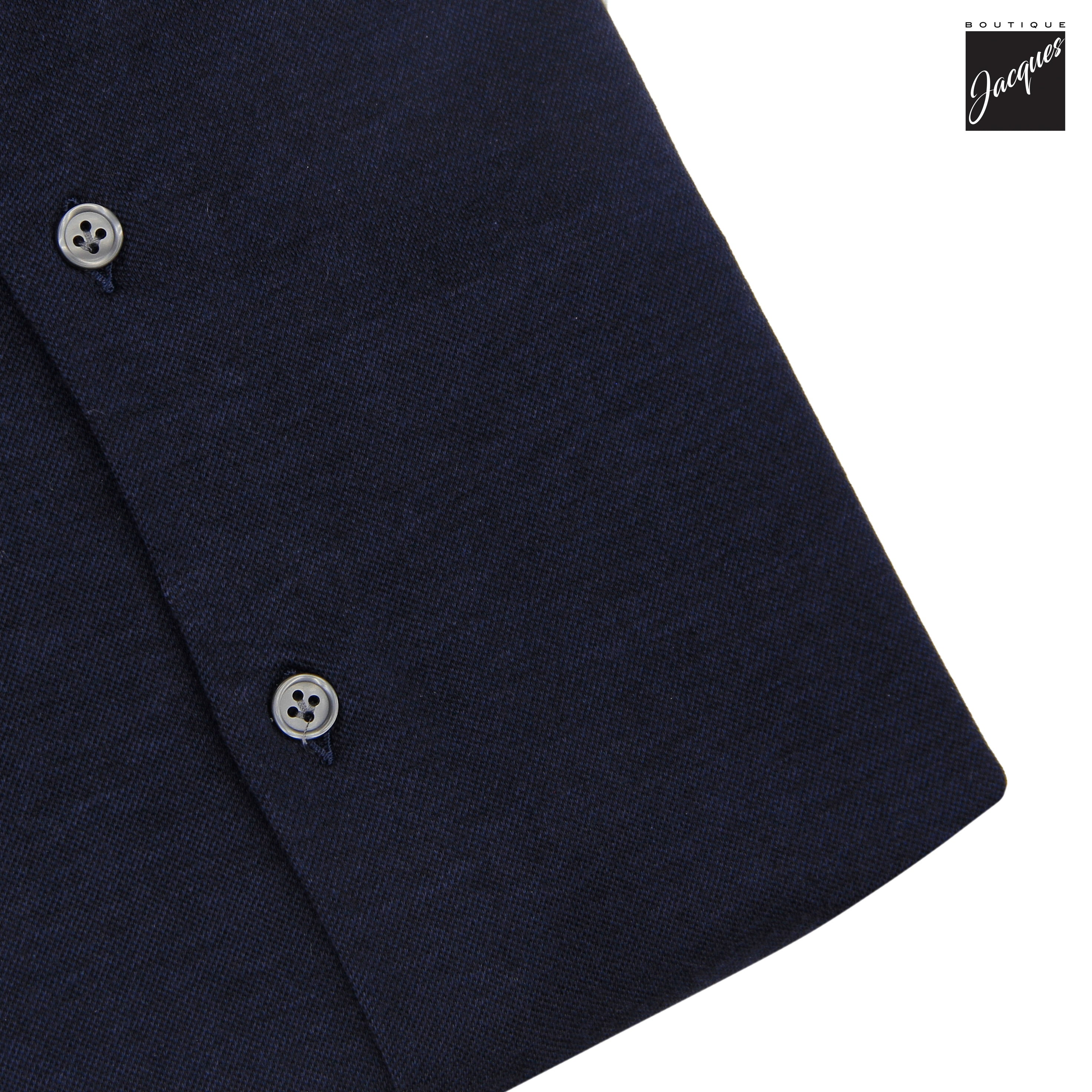 Navy Blue Solid Lux Cotton-Lyocell Jersey Stretch Casual Shirt - SONRISA