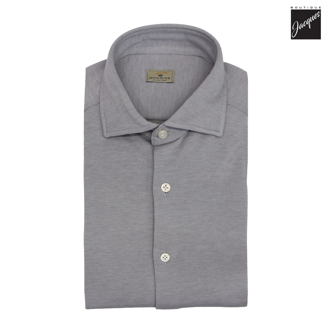 Light Gray Solid Lux Cotton-Lyocell Jersey Stretch Casual Shirt - SONRISA