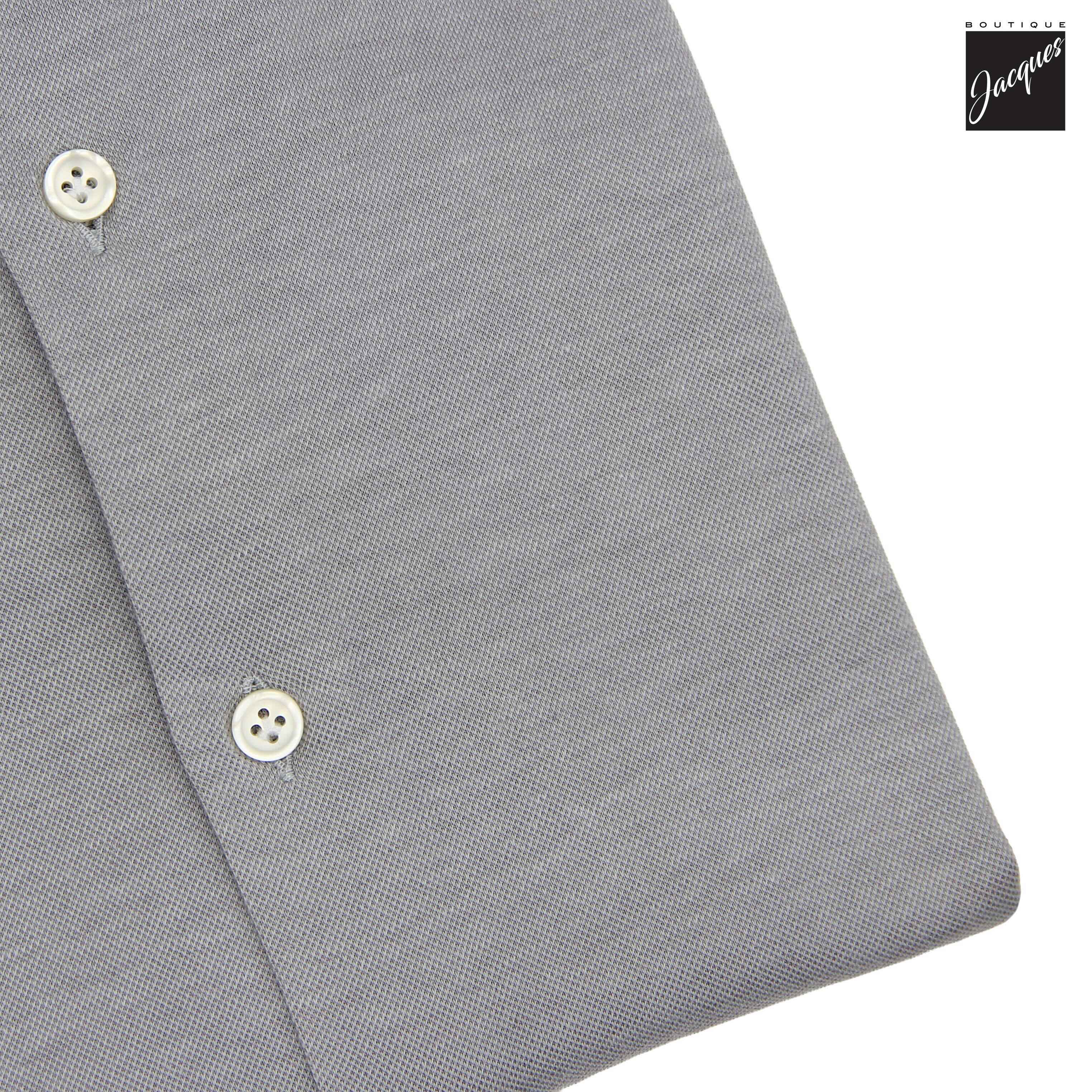 Light Gray Solid Lux Cotton-Lyocell Jersey Stretch Casual Shirt - SONRISA