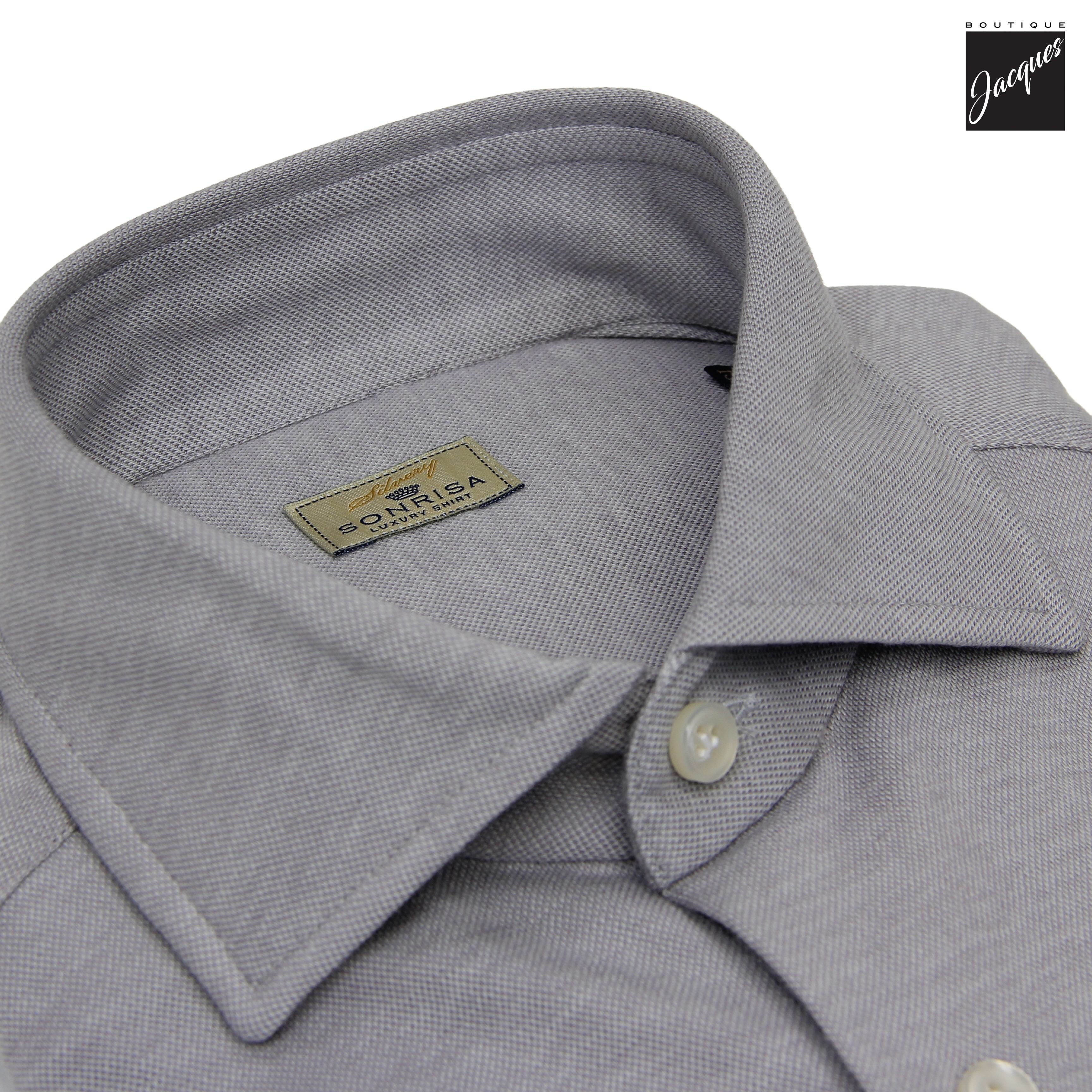 Light Gray Solid Lux Cotton-Lyocell Jersey Stretch Casual Shirt - SONRISA