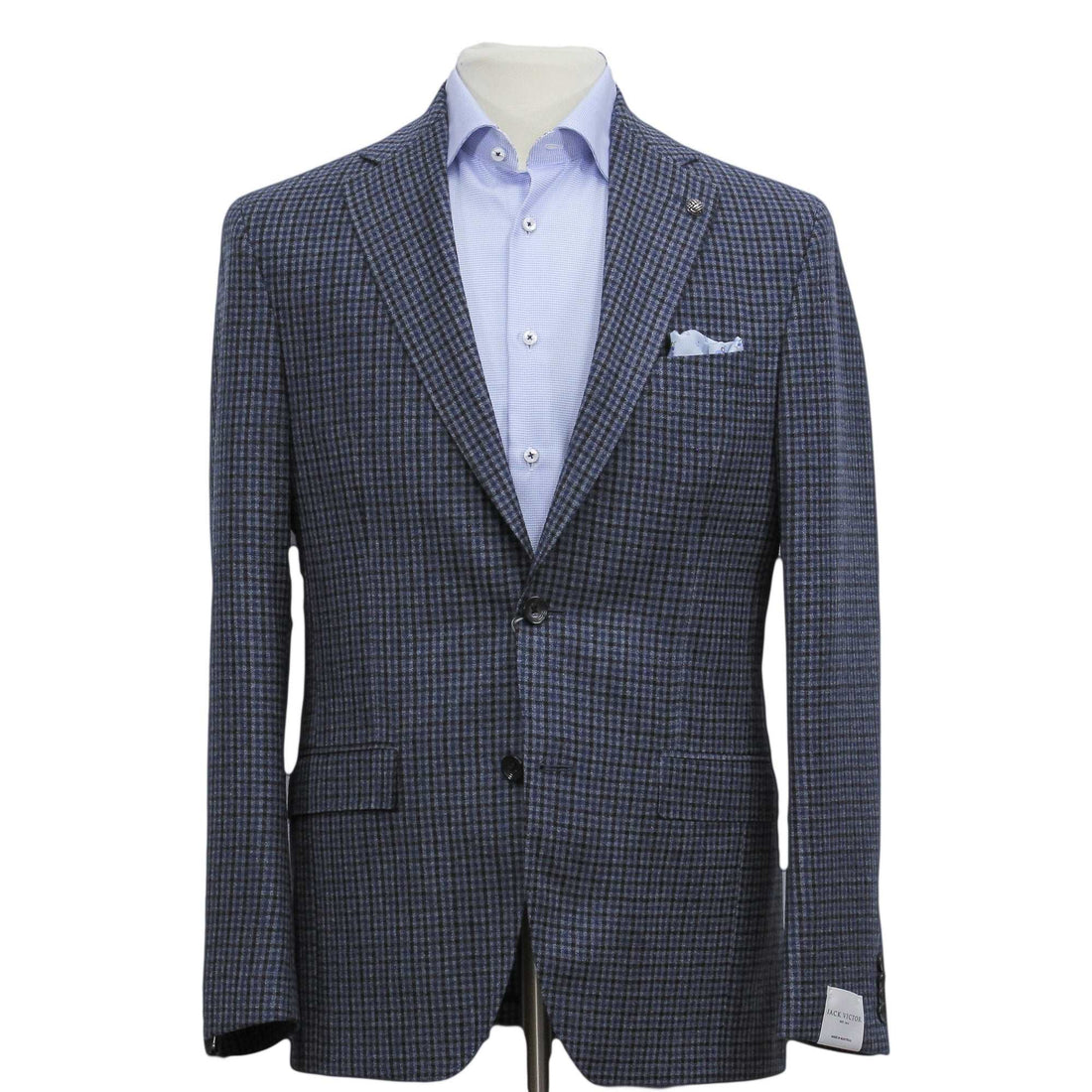 Blue & Black Mini Check Midland Contemporary Wool Sport Jacket - Jack Victor