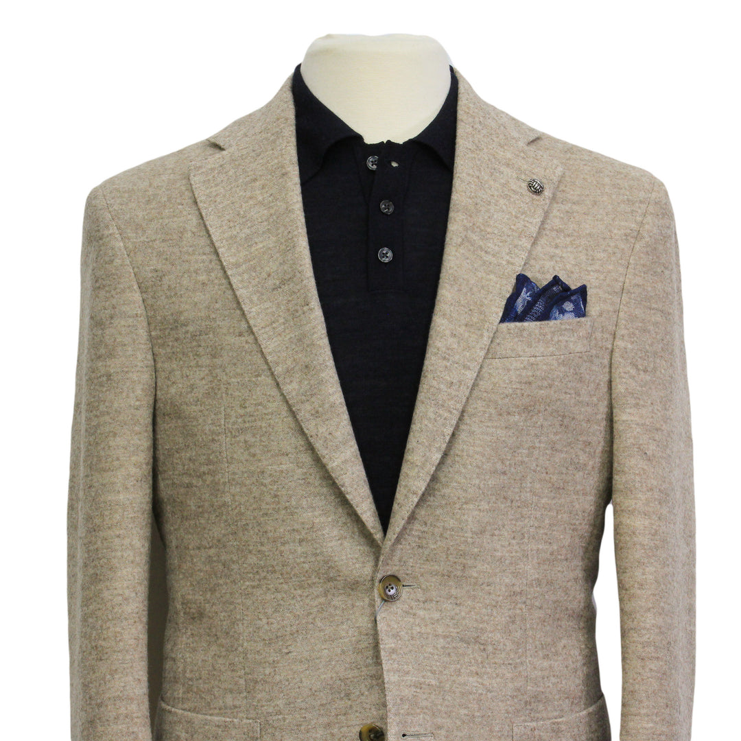 Oatmeal Mélange Morton Contemporary Wool/Cotton/Cashmere Sport Jacket - Jack Victor