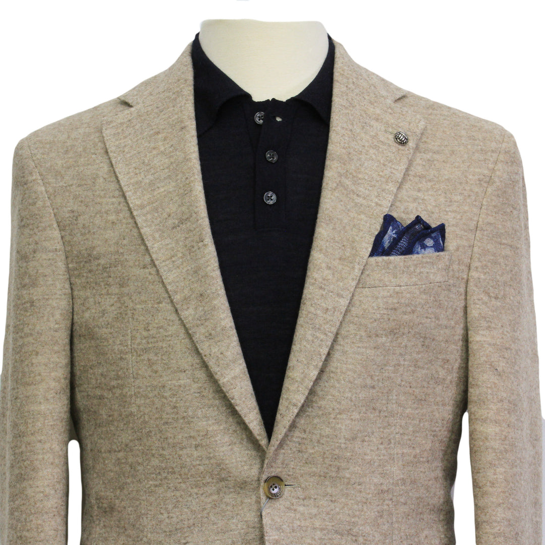 Oatmeal Mélange Morton Contemporary Wool/Cotton/Cashmere Sport Jacket - Jack Victor