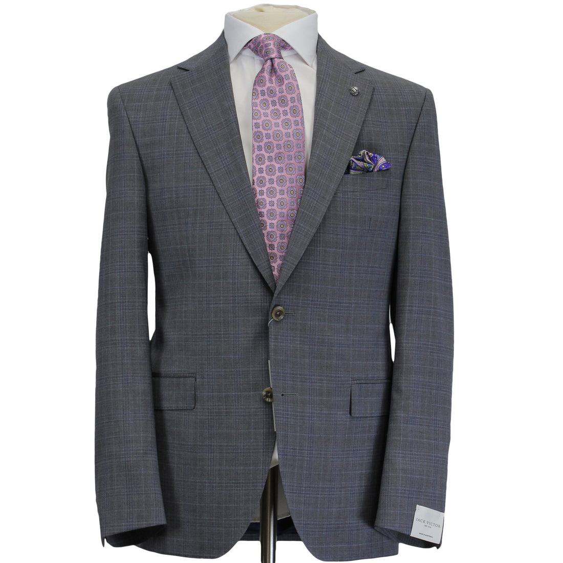 Gray with Blue Check Esprit Modern Fit Wool Suit - Jack Victor - Boutique Jacques International