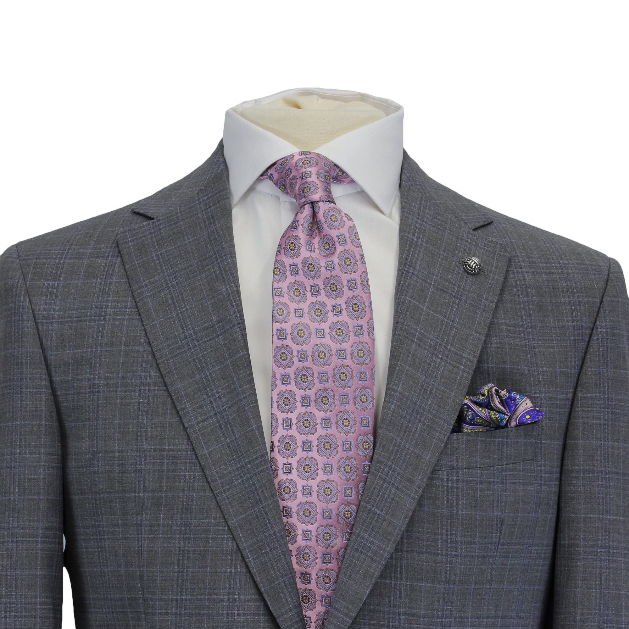 Gray with Blue Check Esprit Modern Fit Wool Suit - Jack Victor - Boutique Jacques International