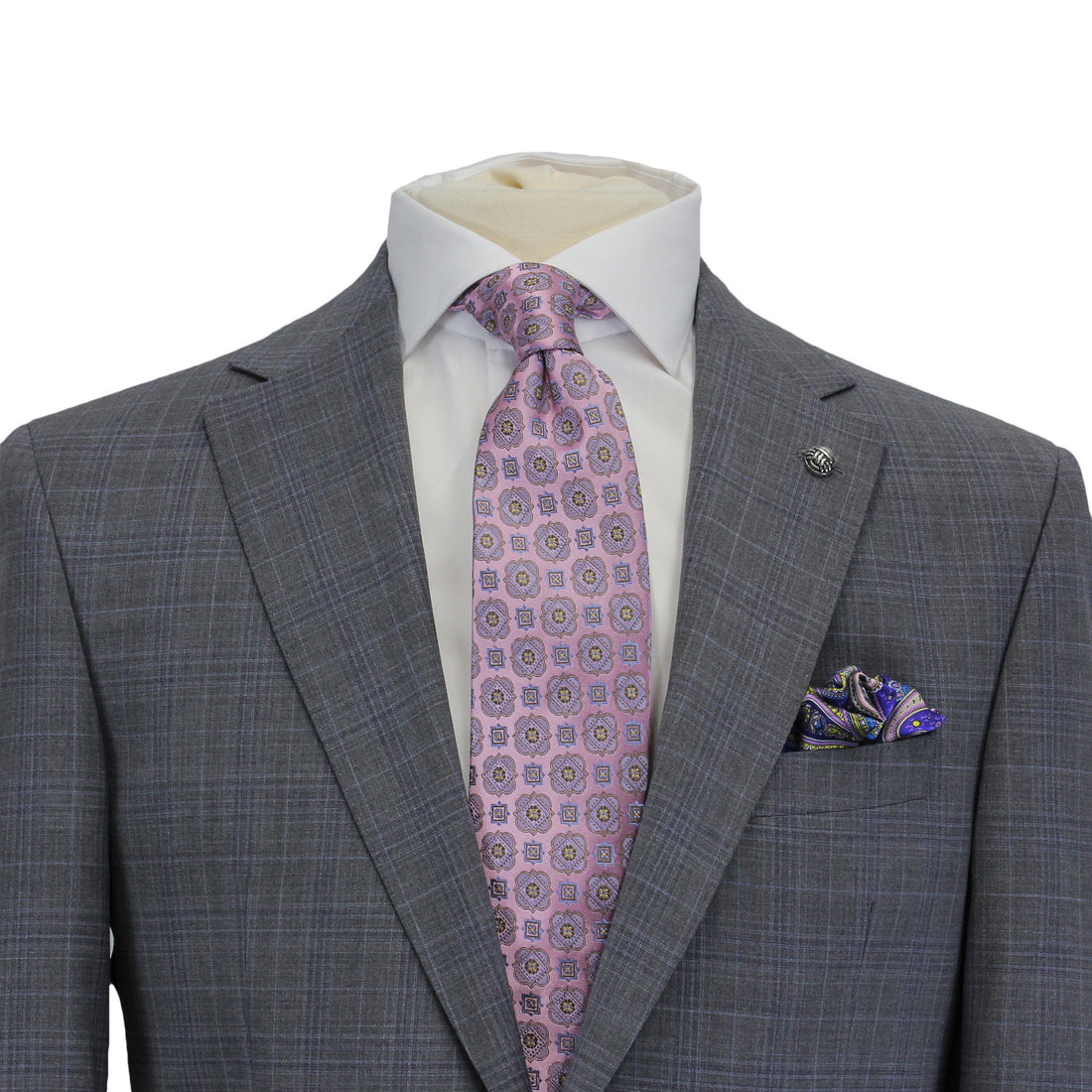 Gray with Blue Check Esprit Modern Fit Wool Suit - Jack Victor - Boutique Jacques International